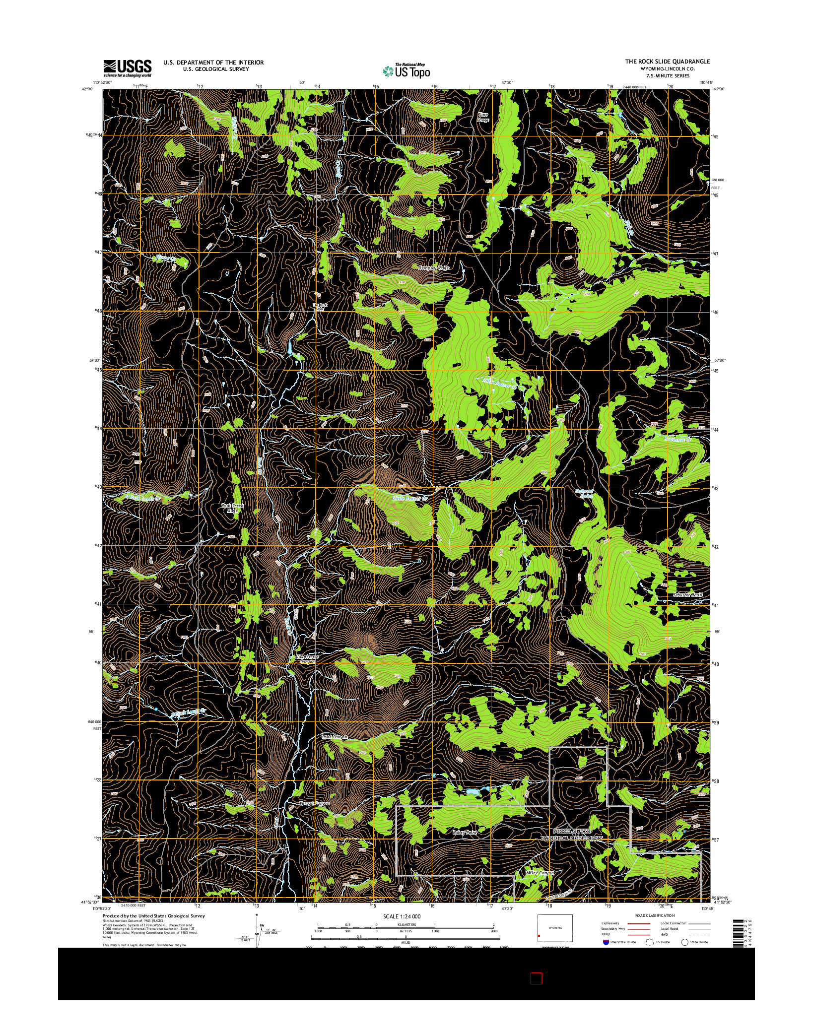 USGS US TOPO 7.5-MINUTE MAP FOR THE ROCK SLIDE, WY 2015