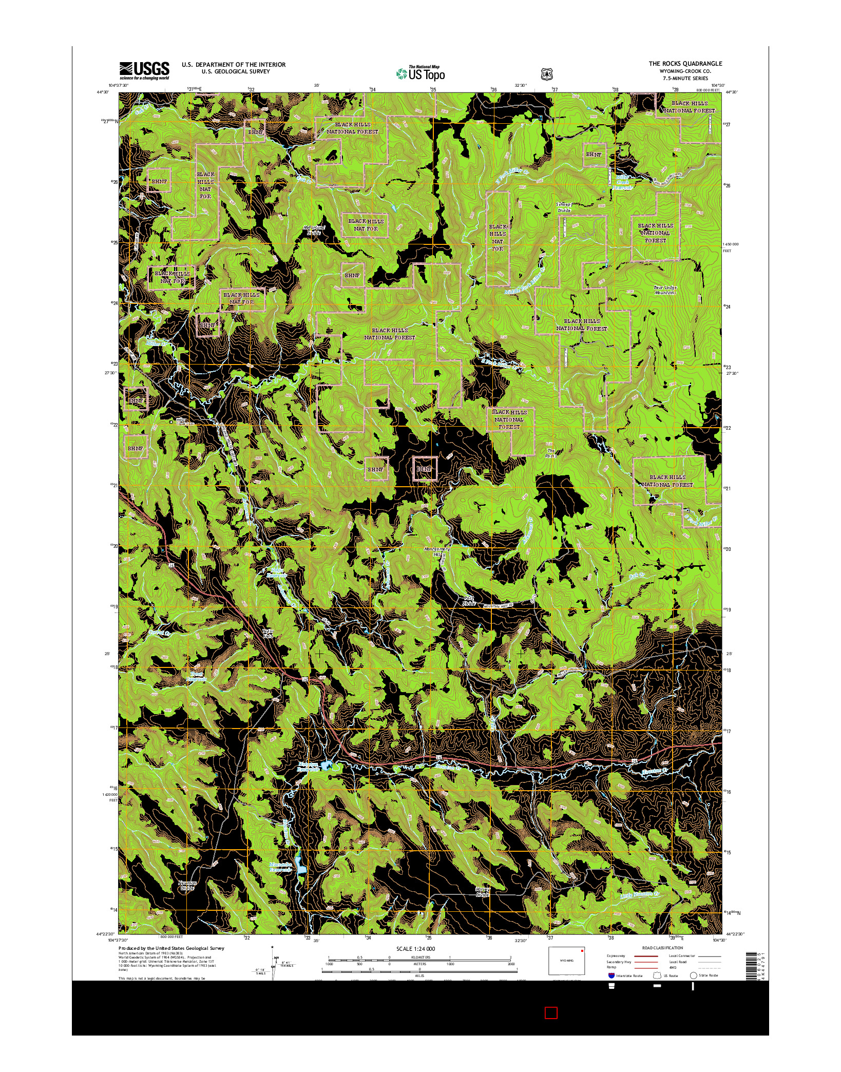 USGS US TOPO 7.5-MINUTE MAP FOR THE ROCKS, WY 2015