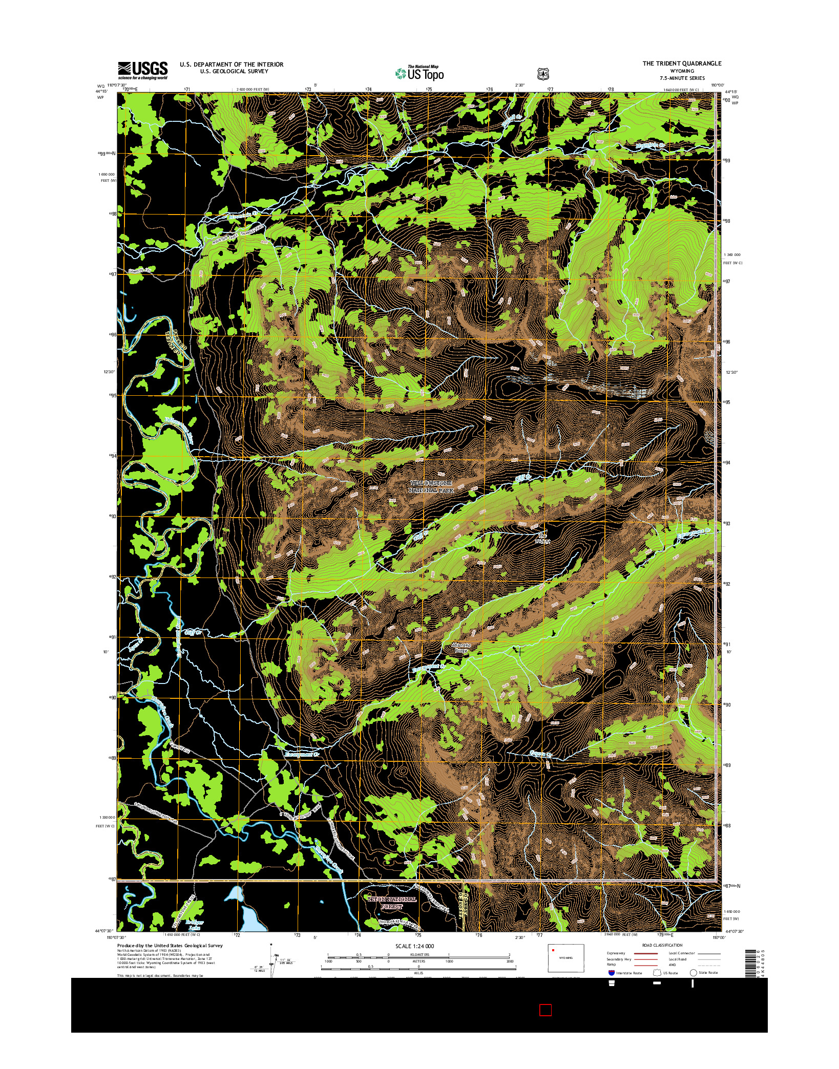 USGS US TOPO 7.5-MINUTE MAP FOR THE TRIDENT, WY 2015