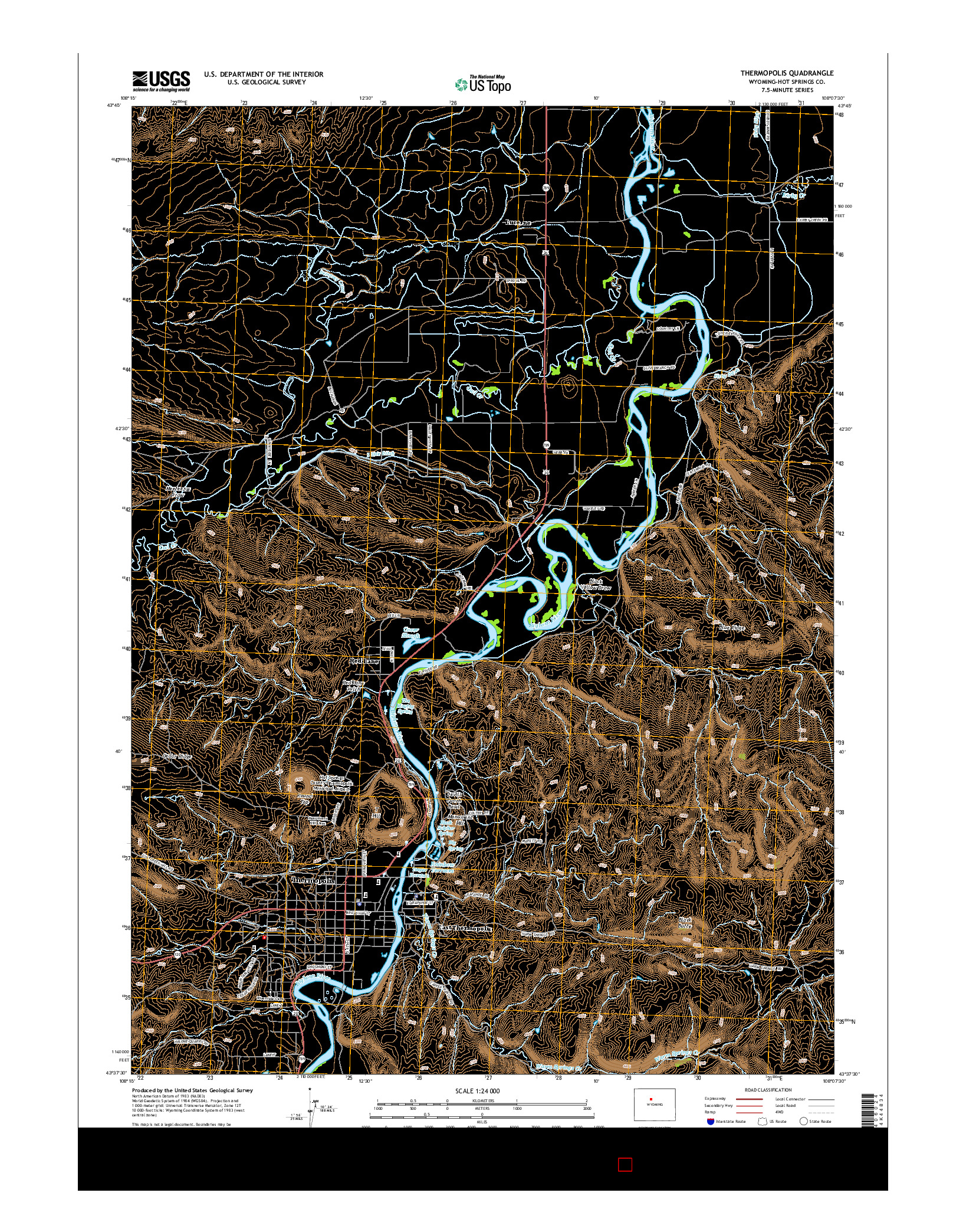 USGS US TOPO 7.5-MINUTE MAP FOR THERMOPOLIS, WY 2015
