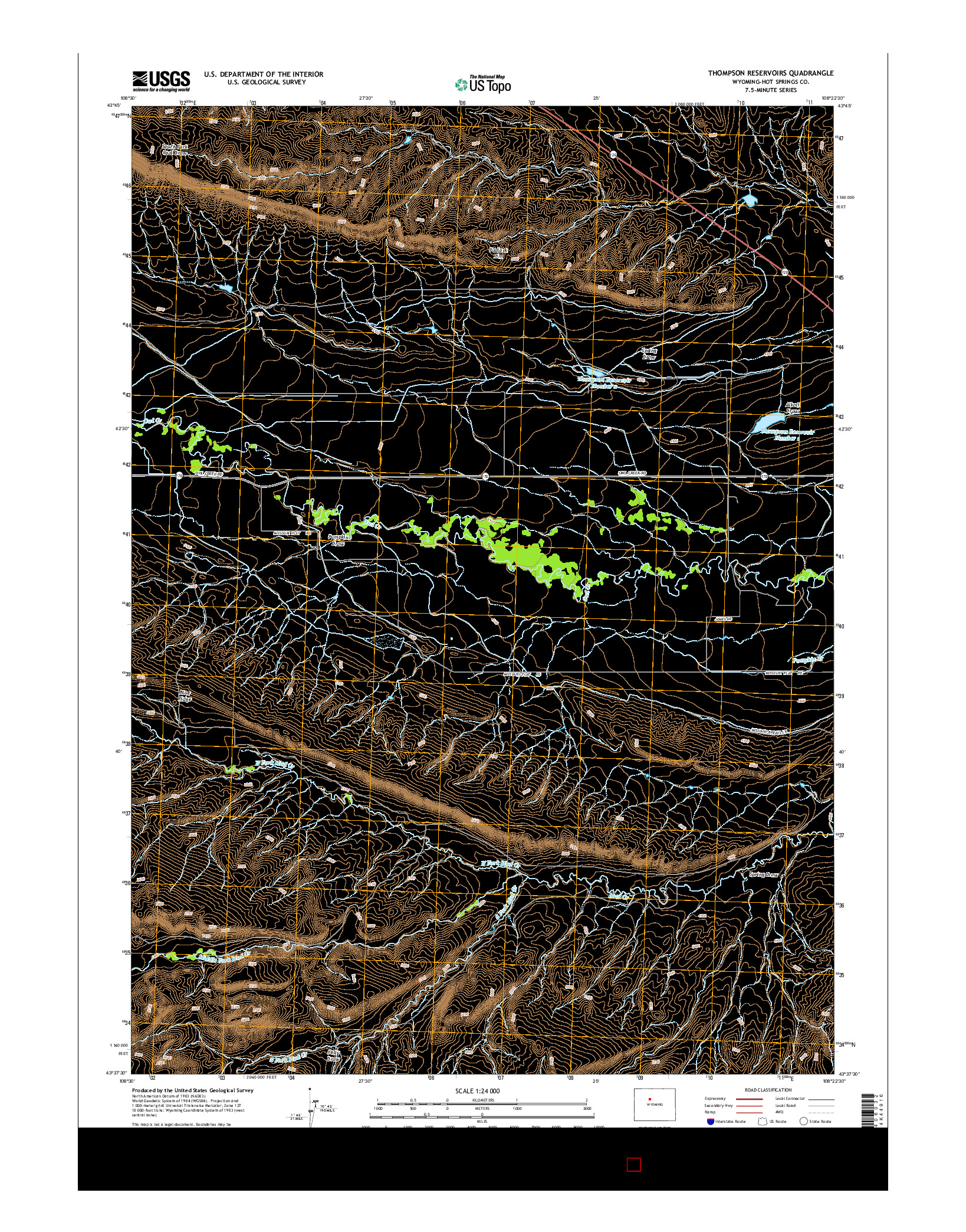 USGS US TOPO 7.5-MINUTE MAP FOR THOMPSON RESERVOIRS, WY 2015