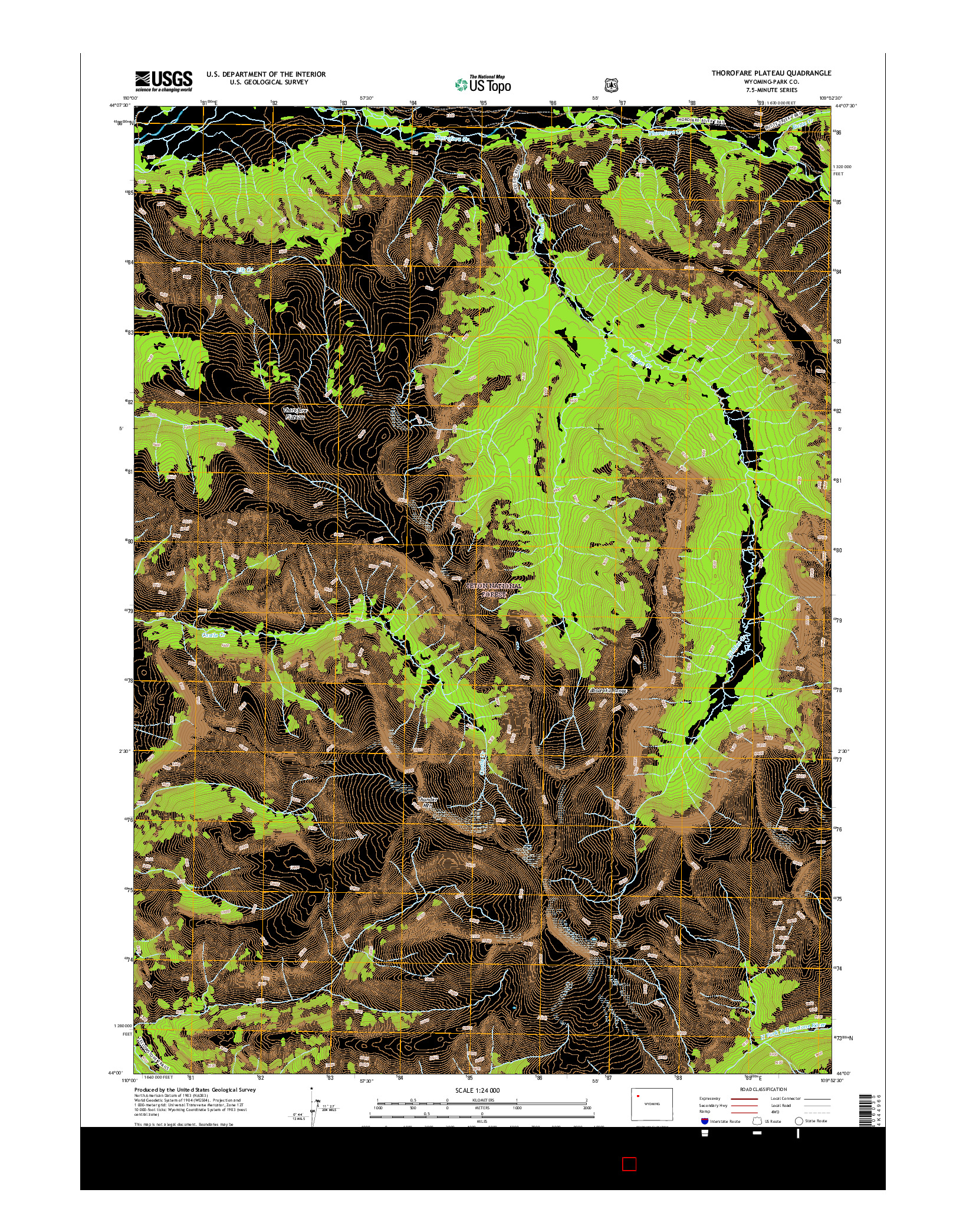 USGS US TOPO 7.5-MINUTE MAP FOR THOROFARE PLATEAU, WY 2015