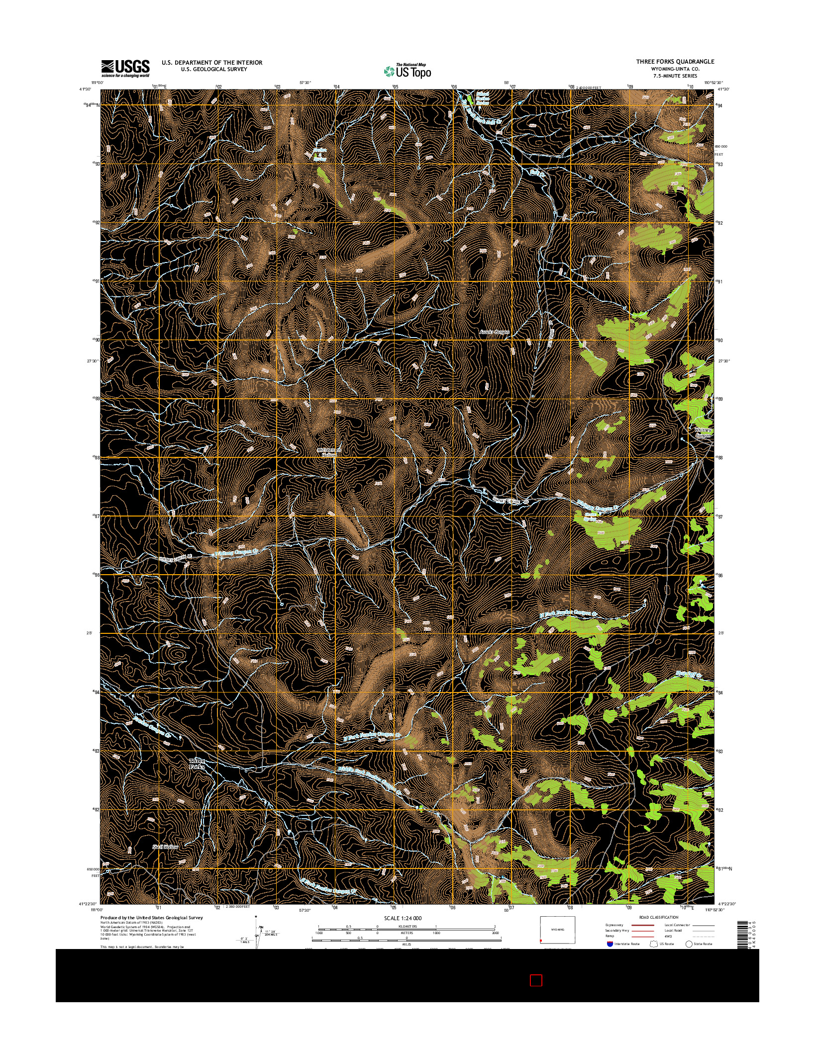 USGS US TOPO 7.5-MINUTE MAP FOR THREE FORKS, WY 2015