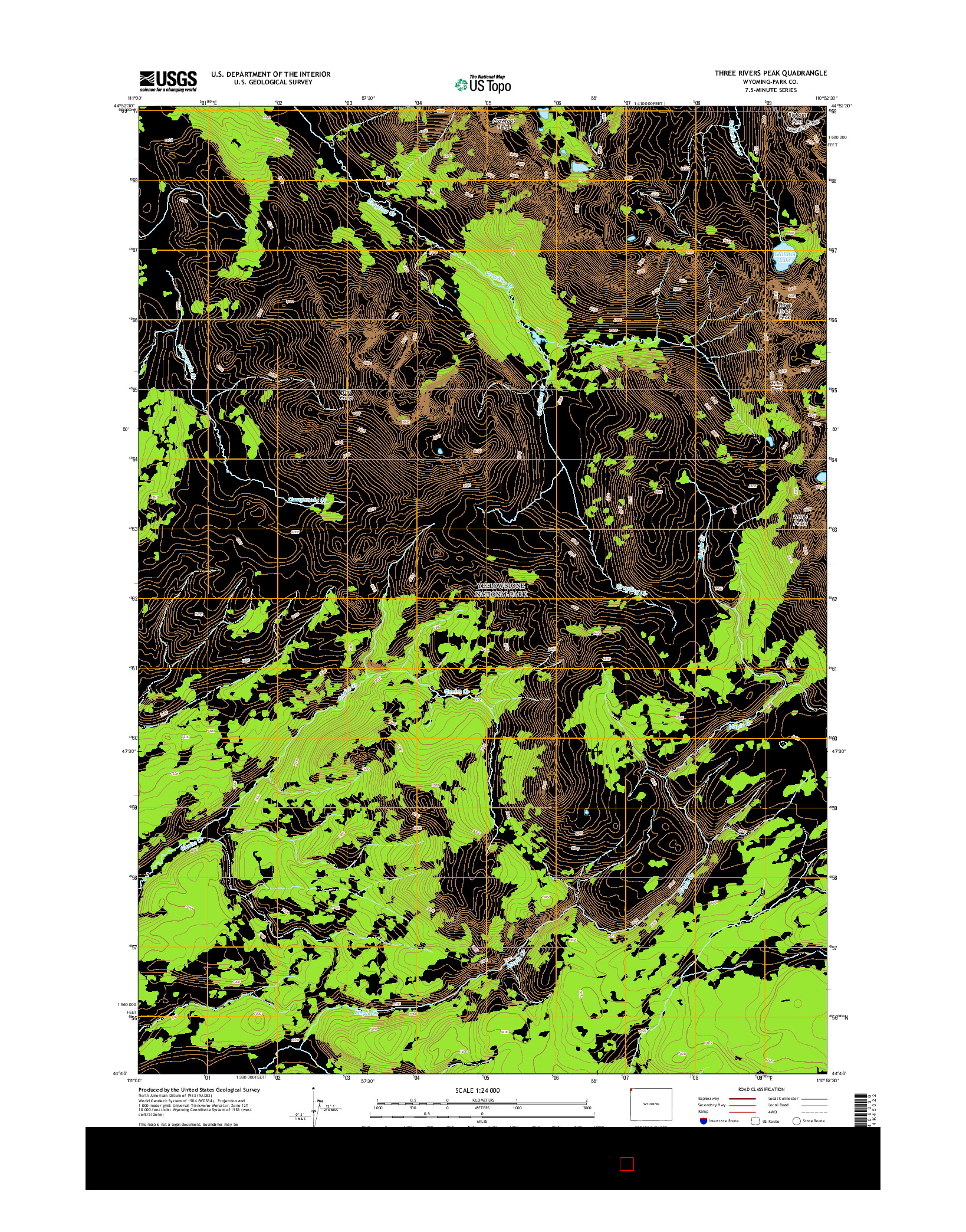 USGS US TOPO 7.5-MINUTE MAP FOR THREE RIVERS PEAK, WY 2015