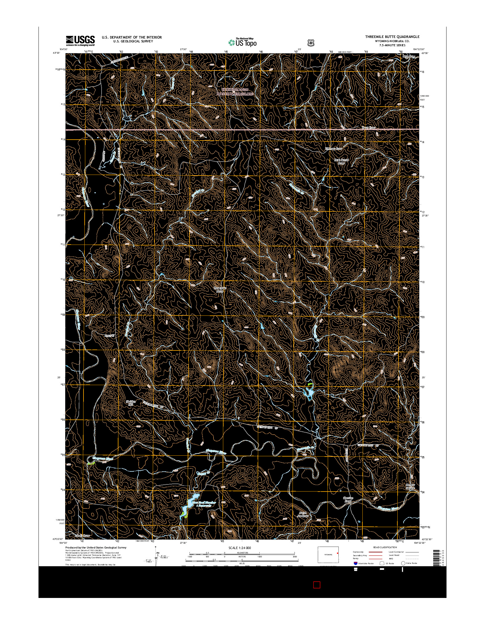 USGS US TOPO 7.5-MINUTE MAP FOR THREEMILE BUTTE, WY 2015