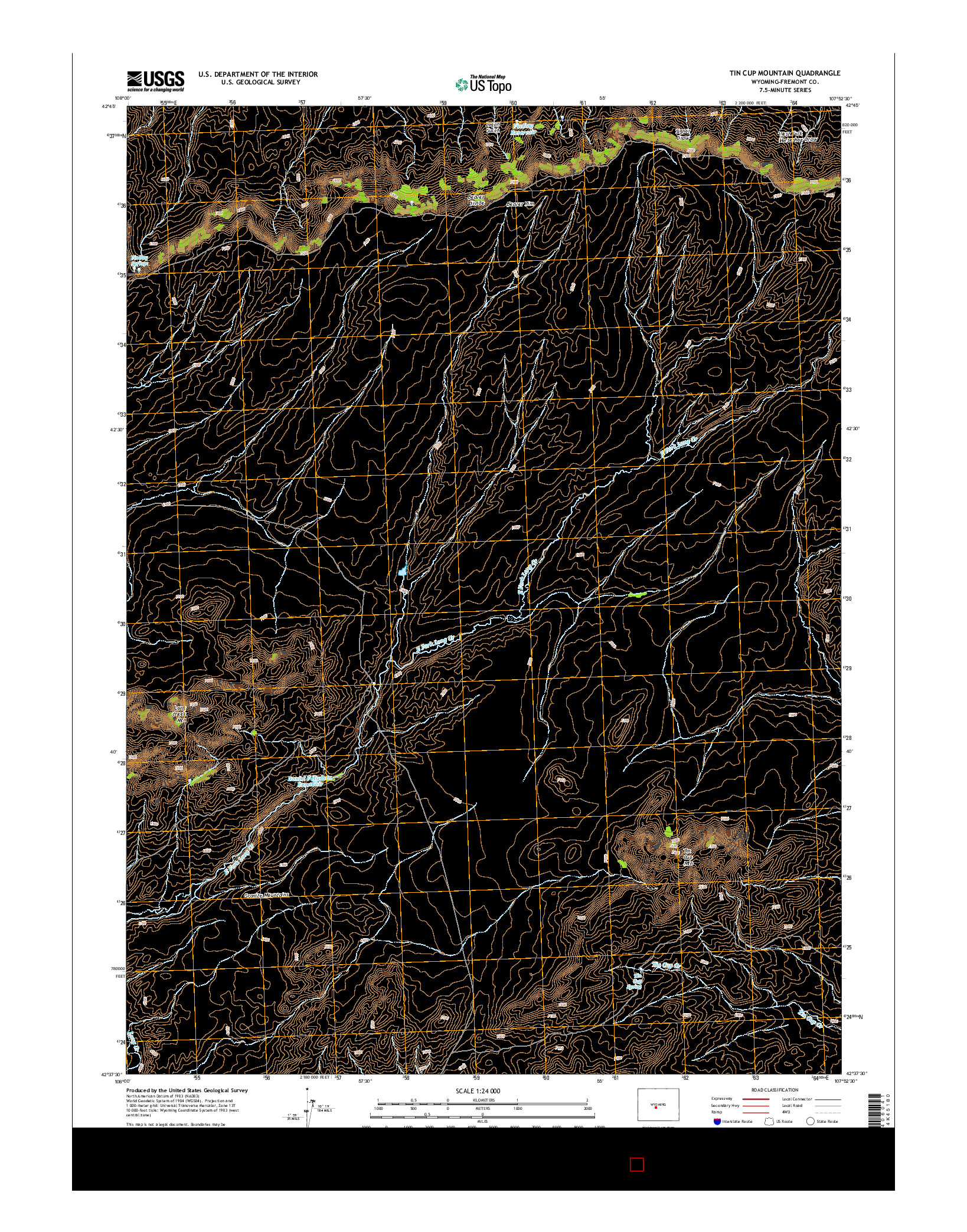 USGS US TOPO 7.5-MINUTE MAP FOR TIN CUP MOUNTAIN, WY 2015