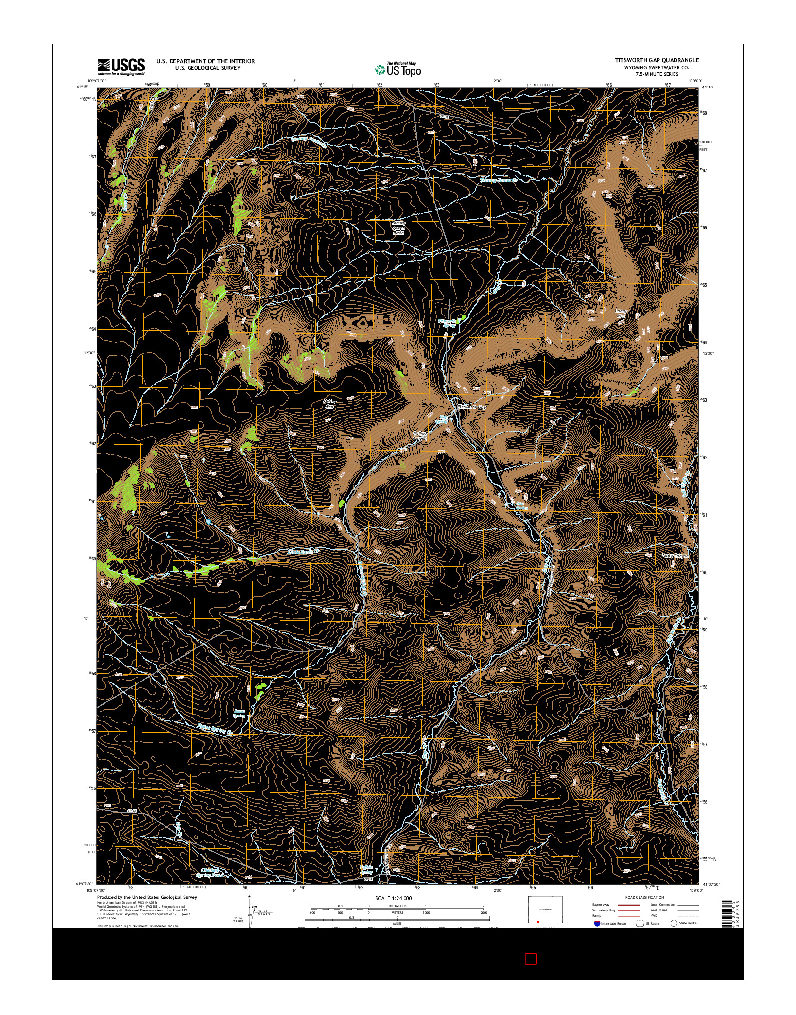 USGS US TOPO 7.5-MINUTE MAP FOR TITSWORTH GAP, WY 2015