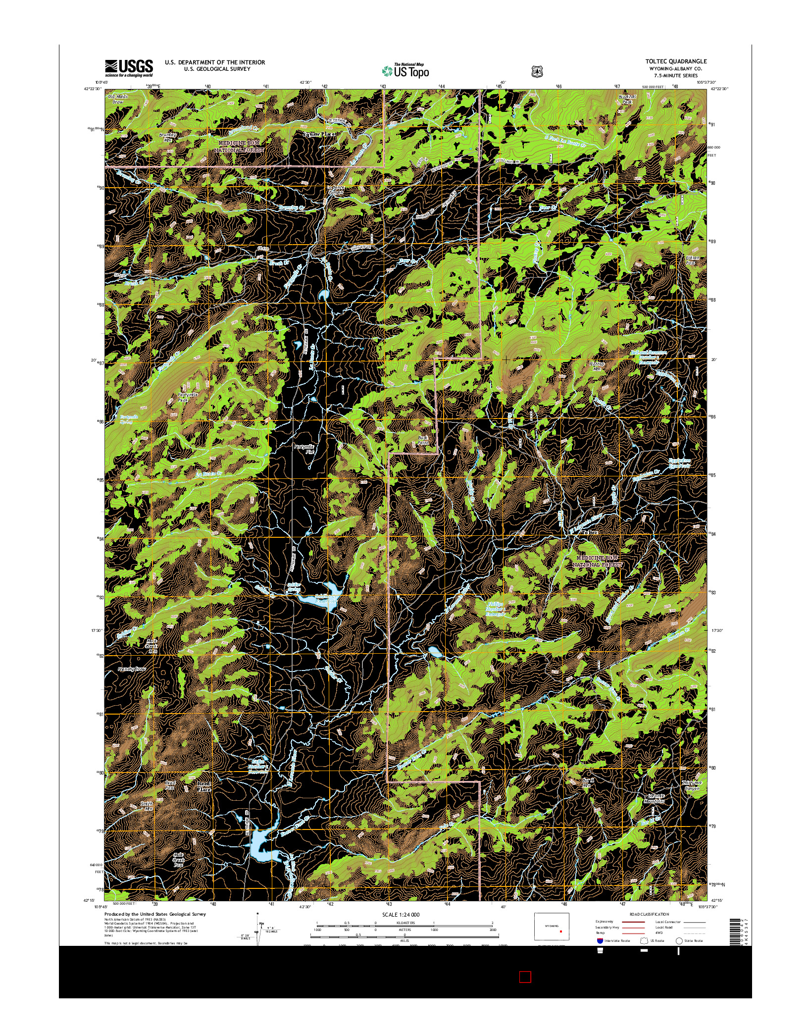 USGS US TOPO 7.5-MINUTE MAP FOR TOLTEC, WY 2015