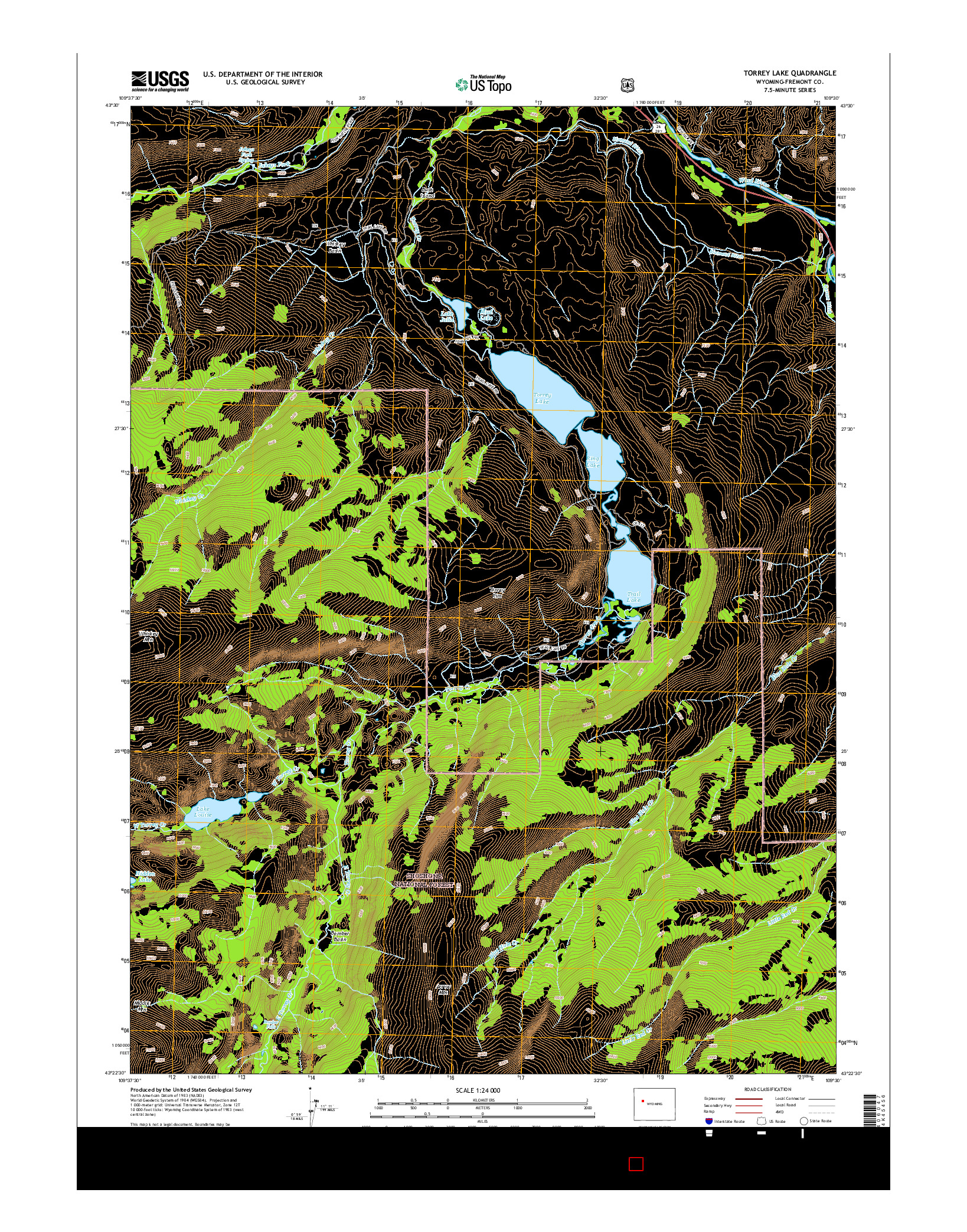 USGS US TOPO 7.5-MINUTE MAP FOR TORREY LAKE, WY 2015