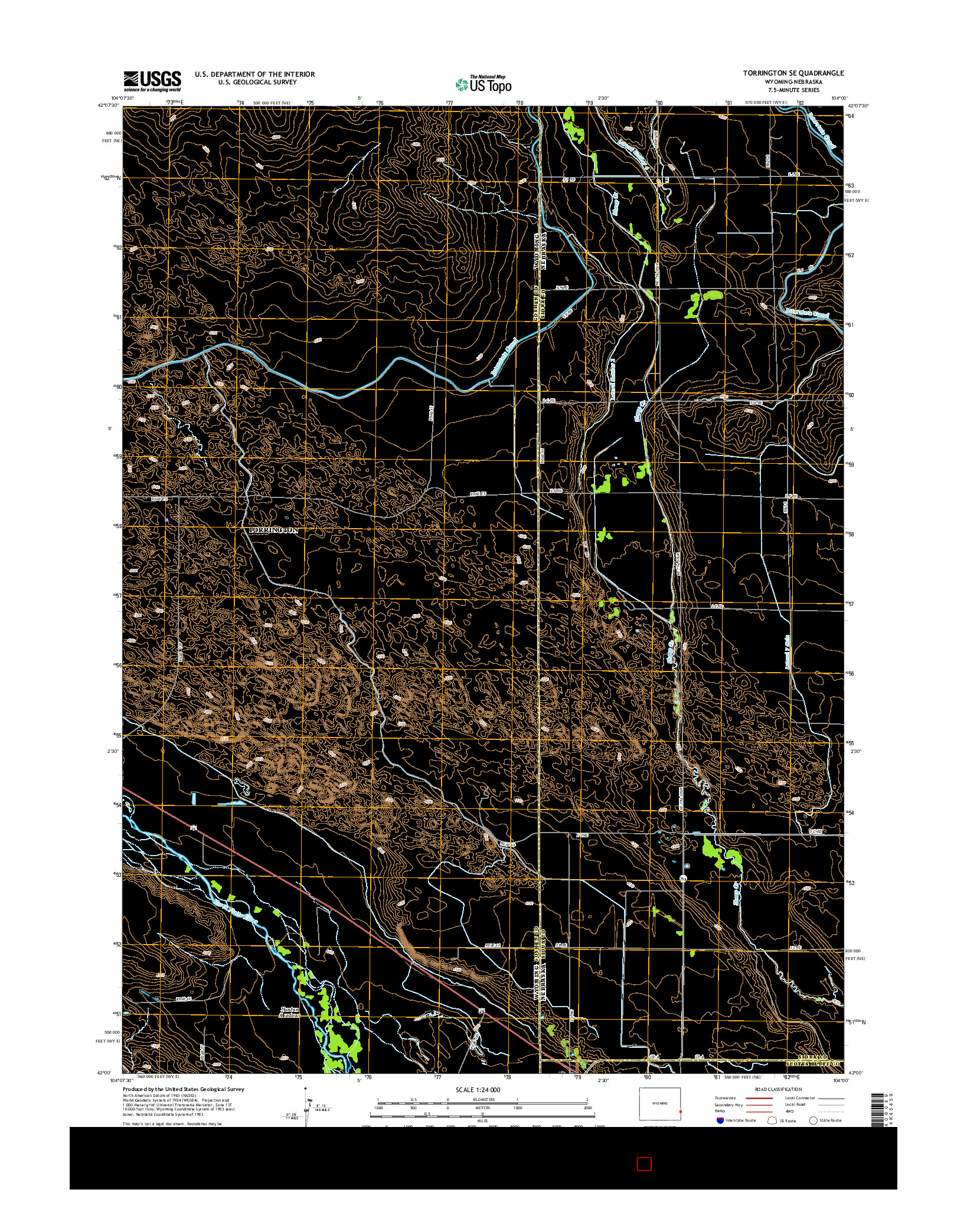 USGS US TOPO 7.5-MINUTE MAP FOR TORRINGTON SE, WY-NE 2015