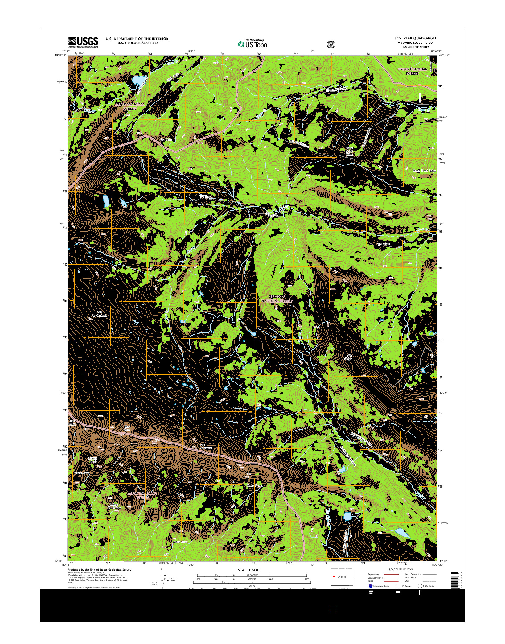 USGS US TOPO 7.5-MINUTE MAP FOR TOSI PEAK, WY 2015