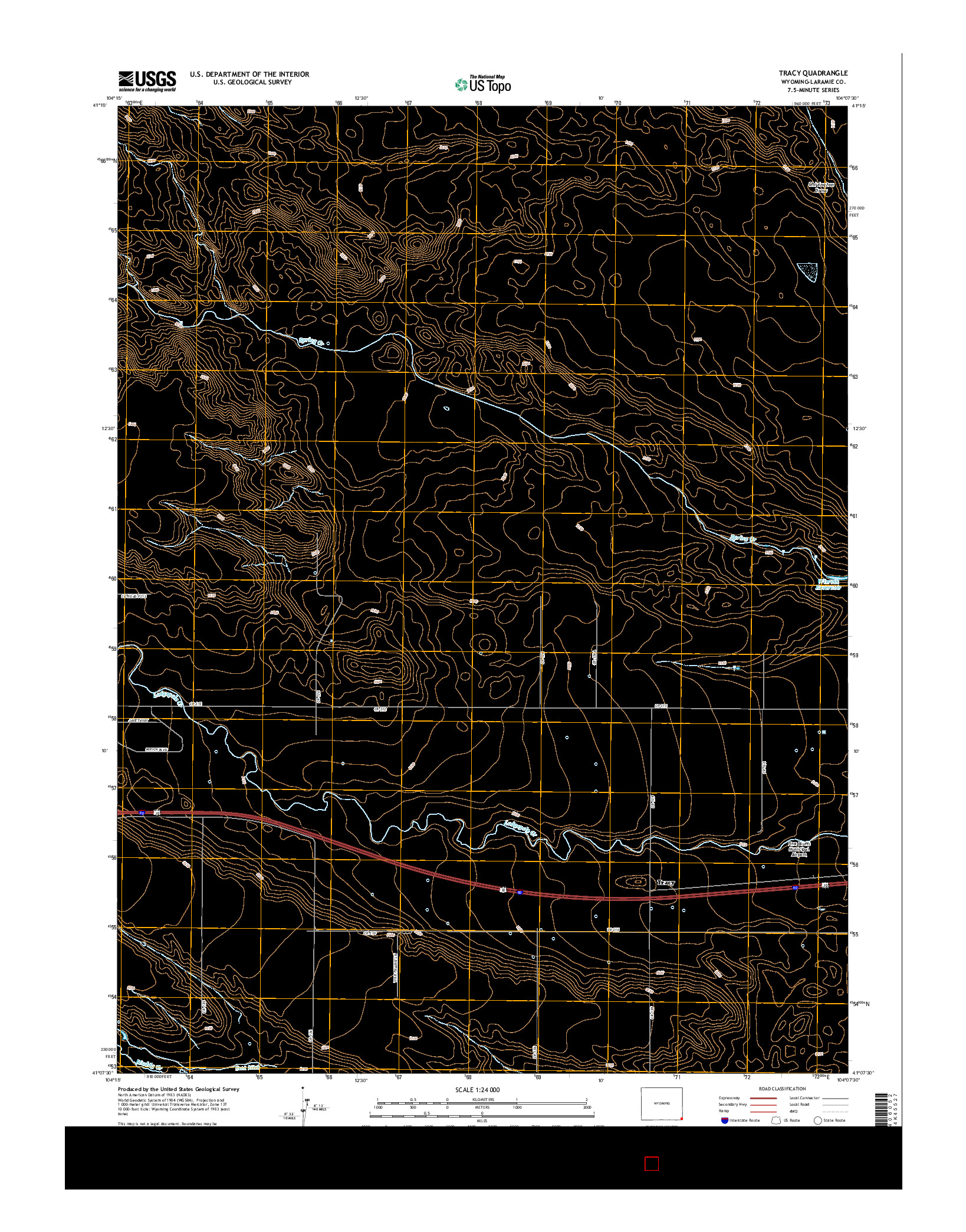 USGS US TOPO 7.5-MINUTE MAP FOR TRACY, WY 2015