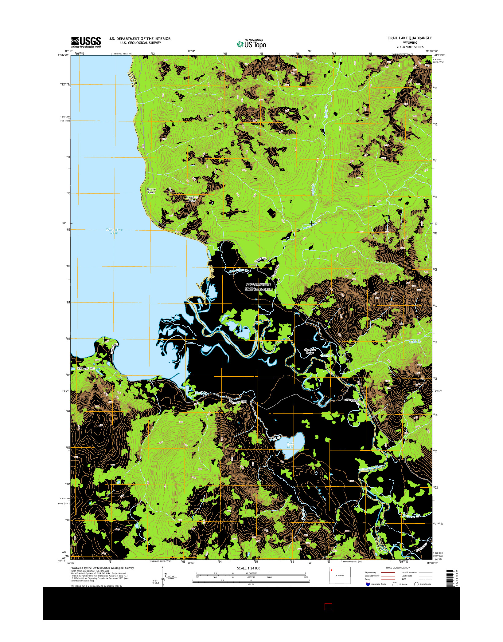 USGS US TOPO 7.5-MINUTE MAP FOR TRAIL LAKE, WY 2015