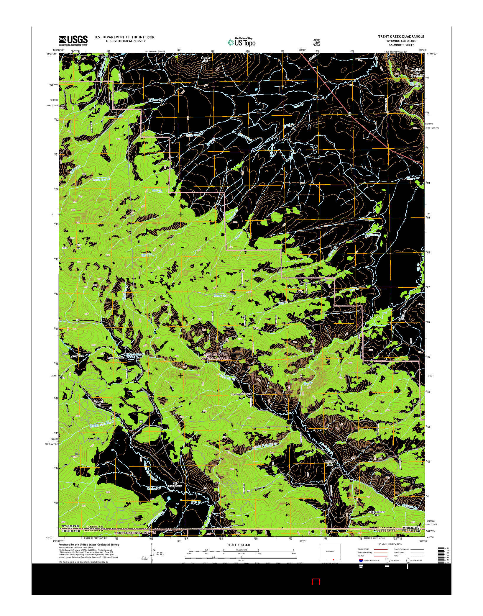 USGS US TOPO 7.5-MINUTE MAP FOR TRENT CREEK, WY-CO 2015