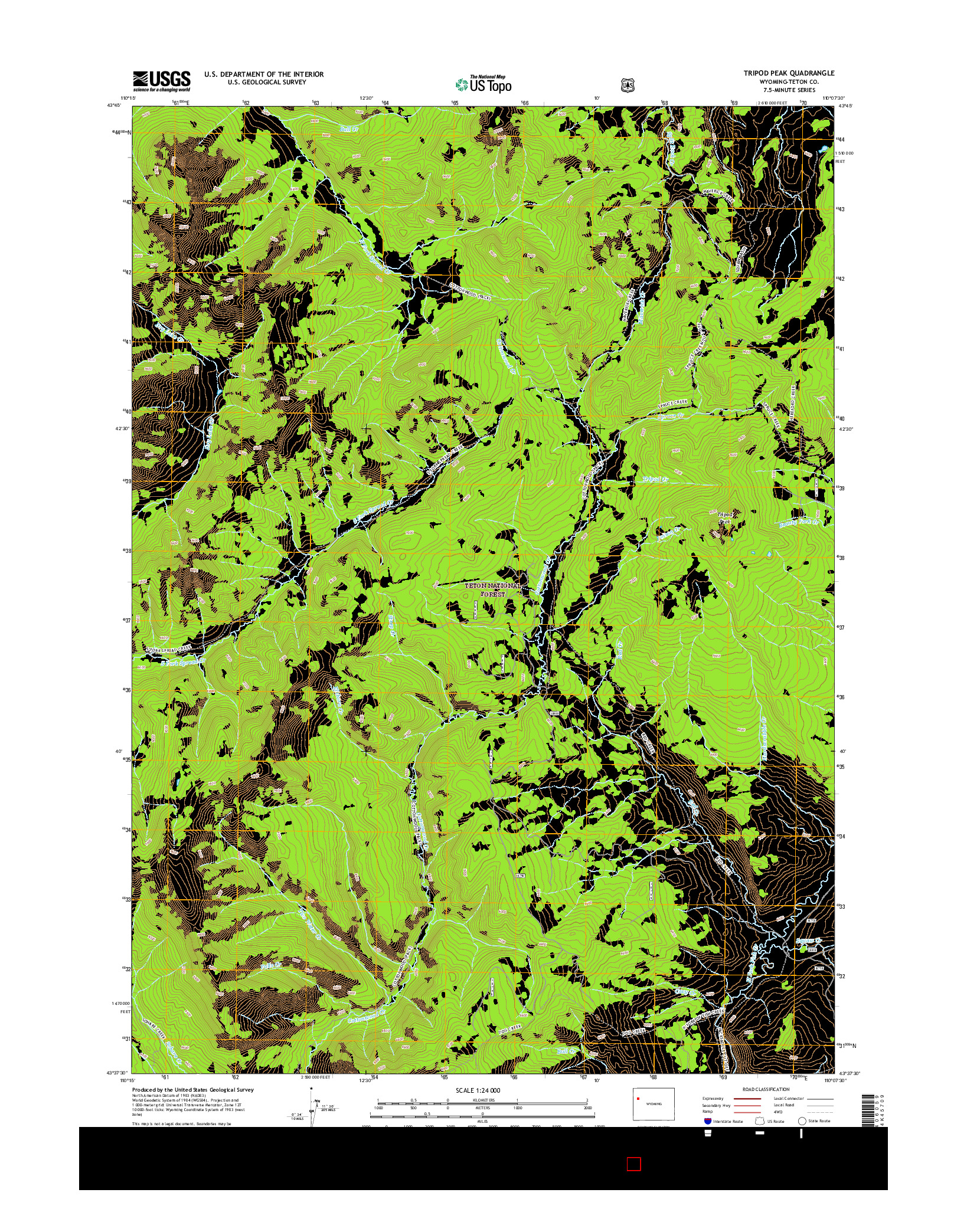 USGS US TOPO 7.5-MINUTE MAP FOR TRIPOD PEAK, WY 2015