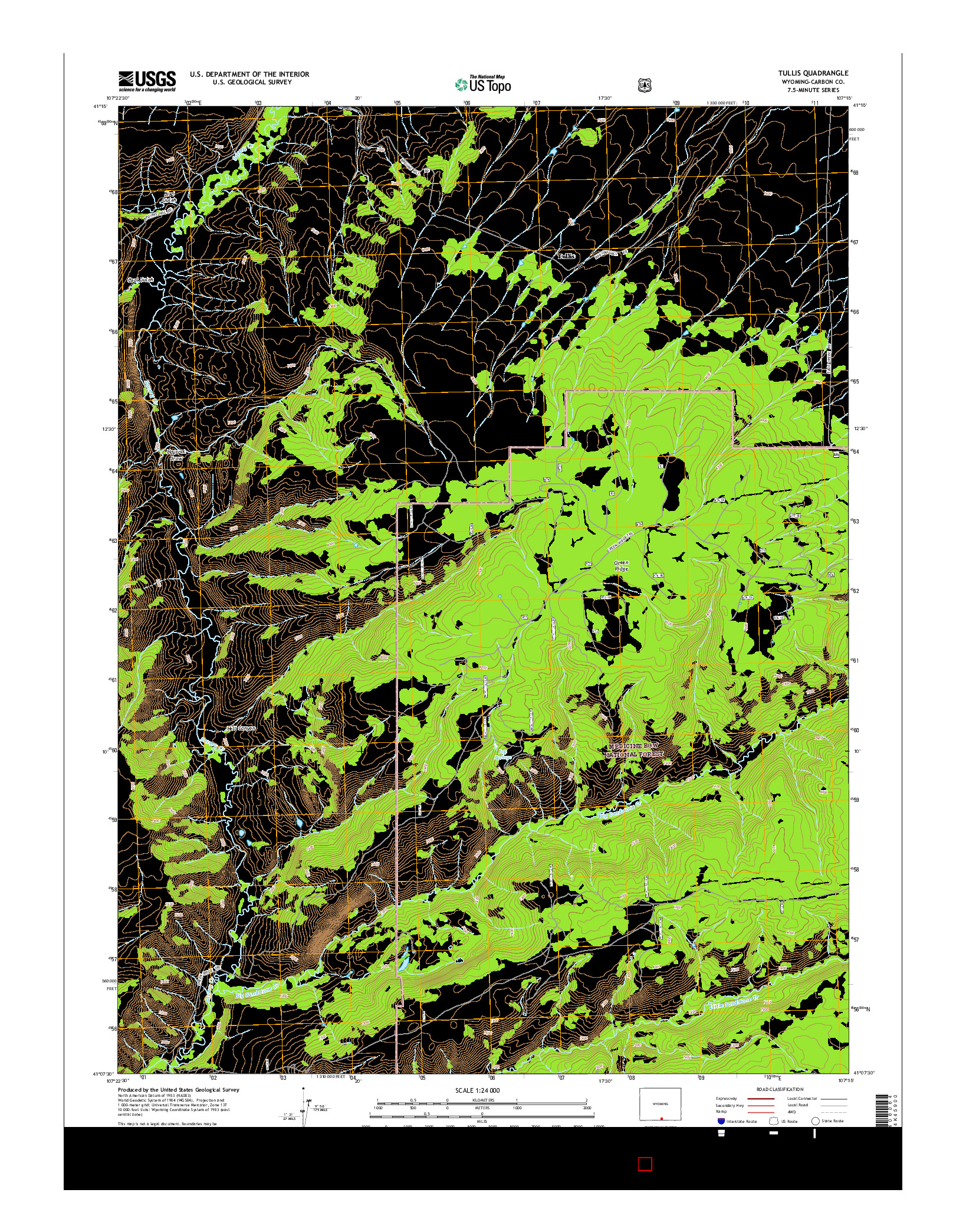 USGS US TOPO 7.5-MINUTE MAP FOR TULLIS, WY 2015