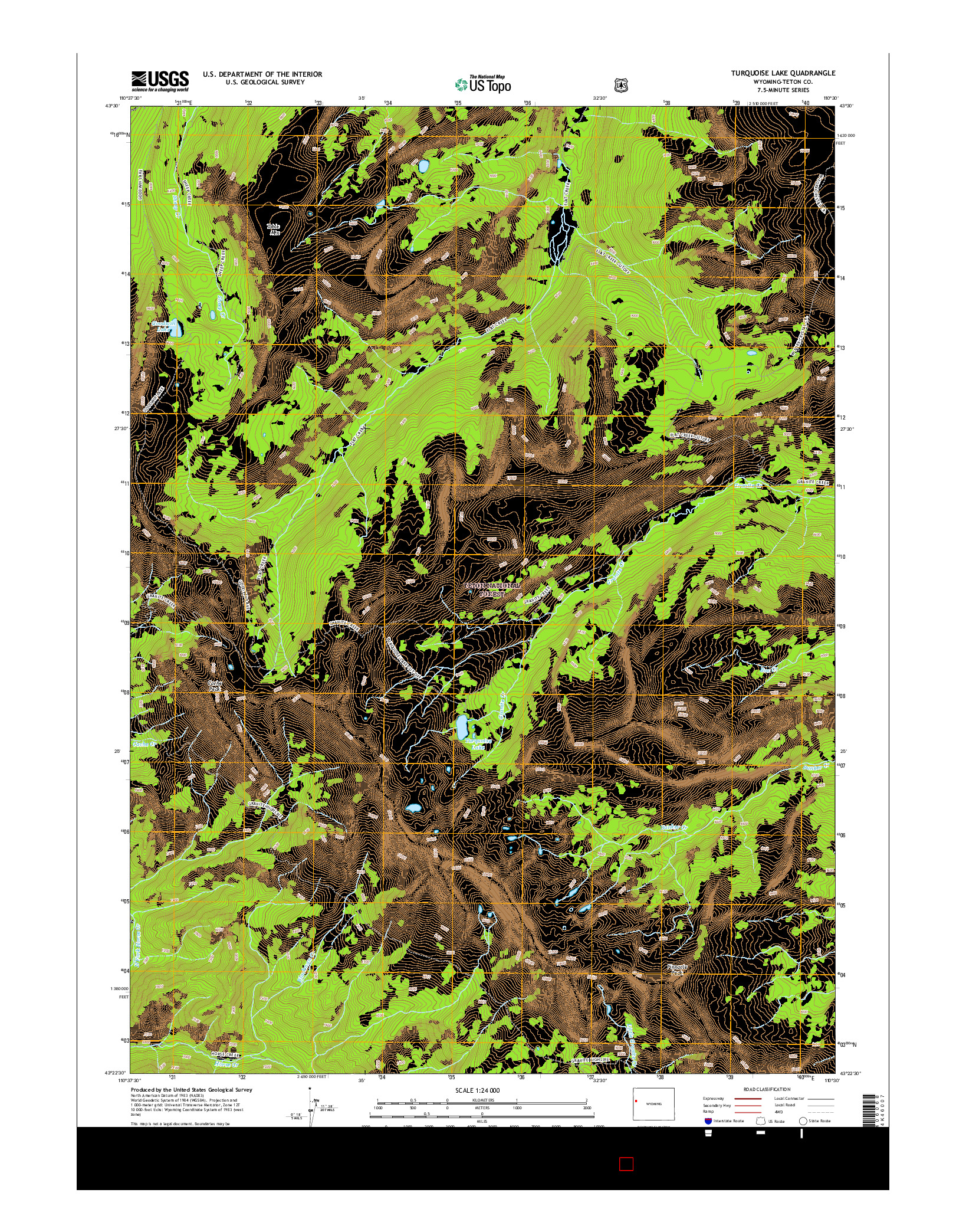 USGS US TOPO 7.5-MINUTE MAP FOR TURQUOISE LAKE, WY 2015
