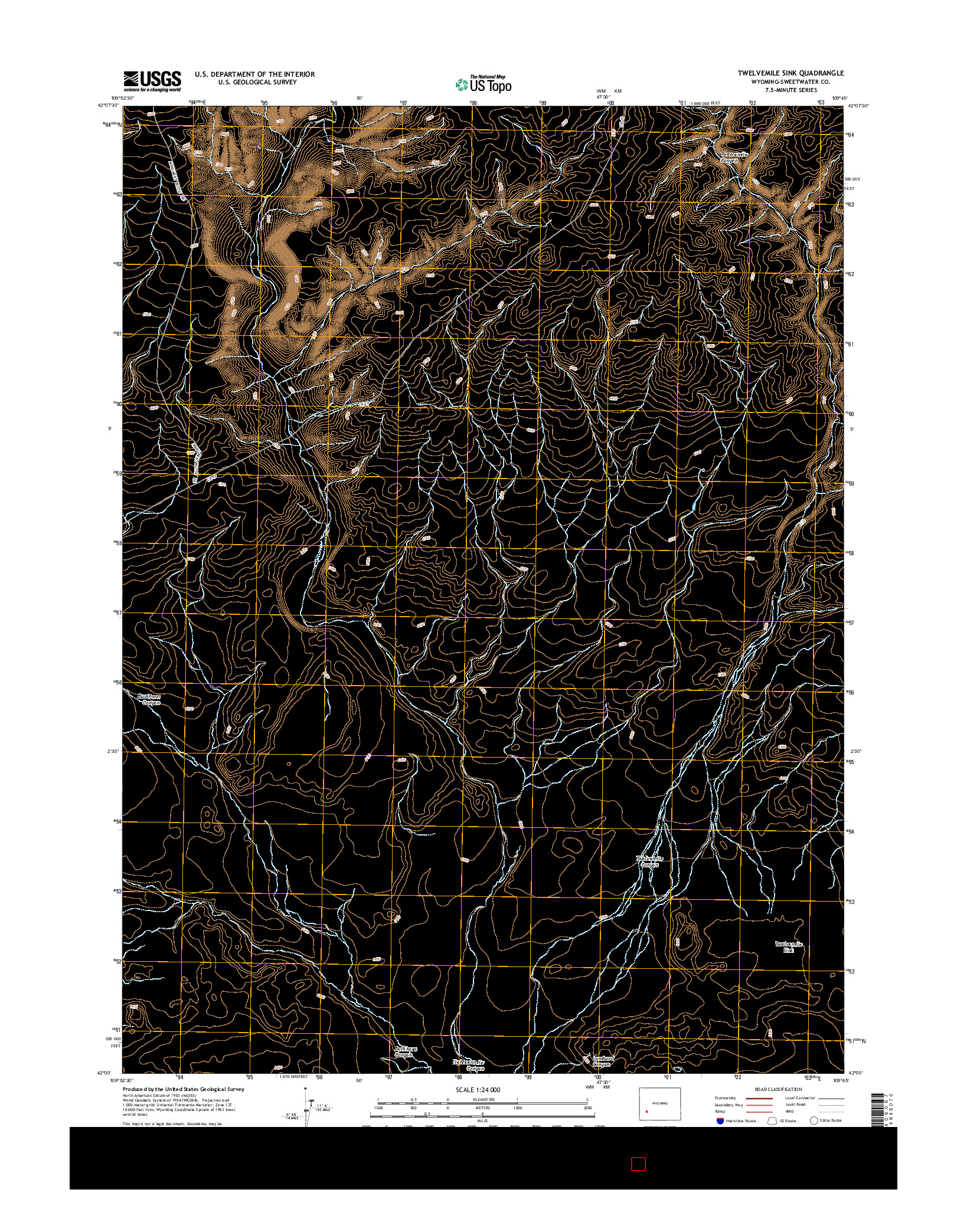 USGS US TOPO 7.5-MINUTE MAP FOR TWELVEMILE SINK, WY 2015