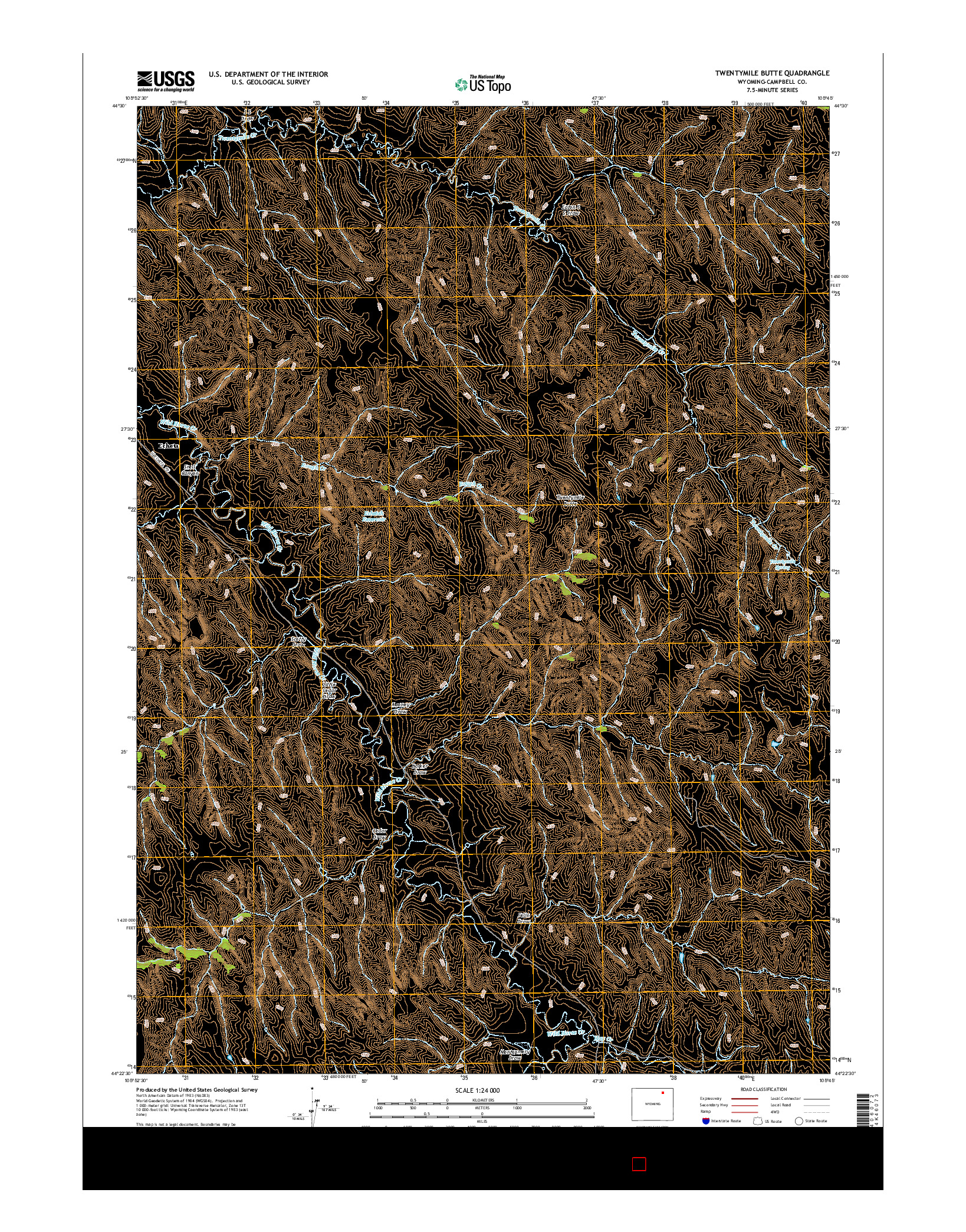 USGS US TOPO 7.5-MINUTE MAP FOR TWENTYMILE BUTTE, WY 2015