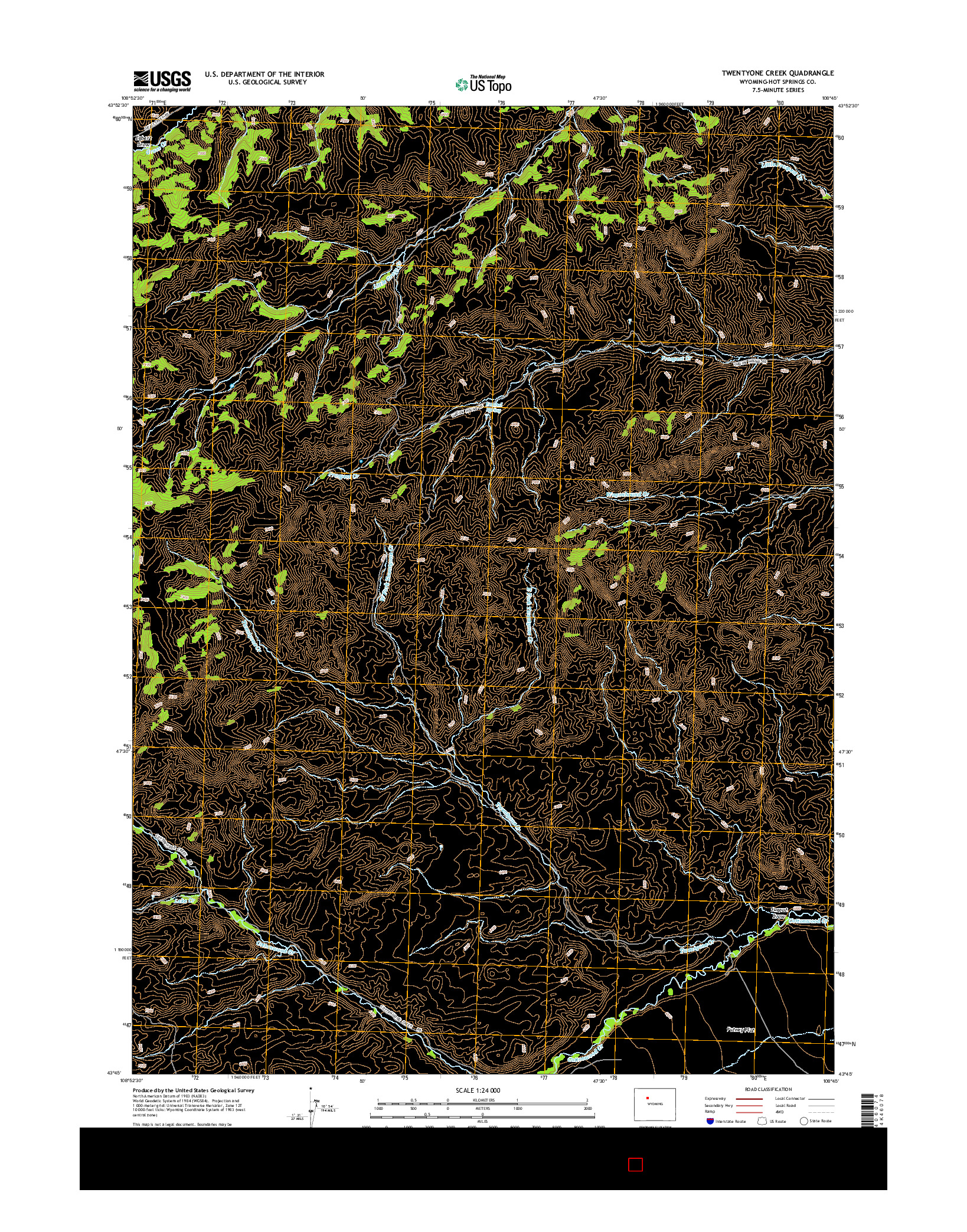 USGS US TOPO 7.5-MINUTE MAP FOR TWENTYONE CREEK, WY 2015