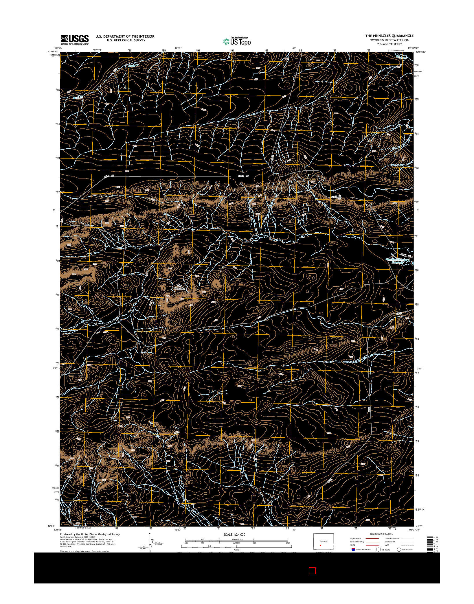 USGS US TOPO 7.5-MINUTE MAP FOR THE PINNACLES, WY 2015