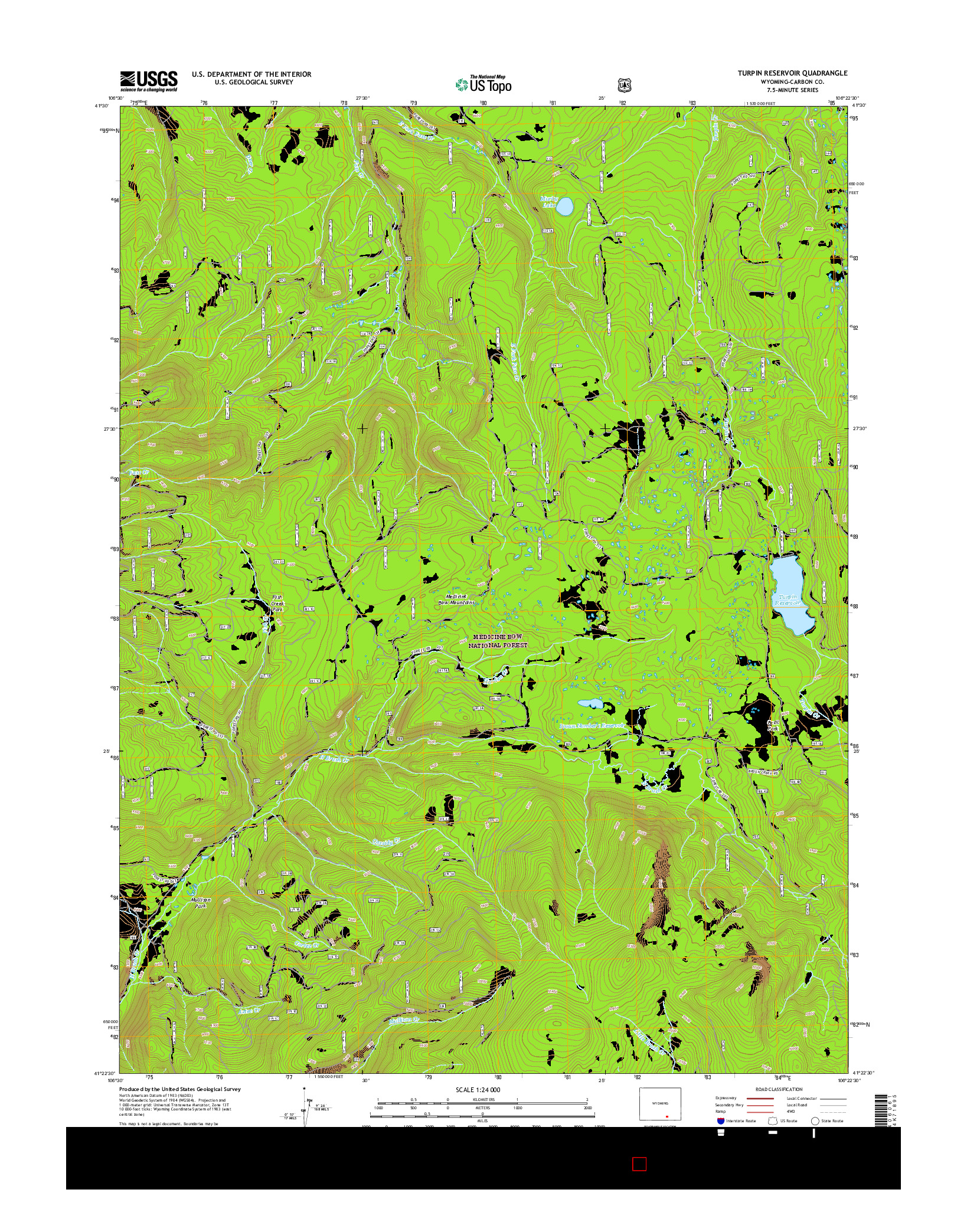 USGS US TOPO 7.5-MINUTE MAP FOR TURPIN RESERVOIR, WY 2015