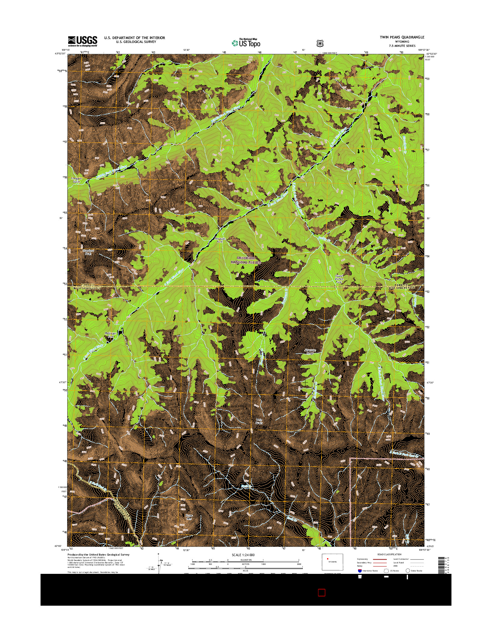 USGS US TOPO 7.5-MINUTE MAP FOR TWIN PEAKS, WY 2015