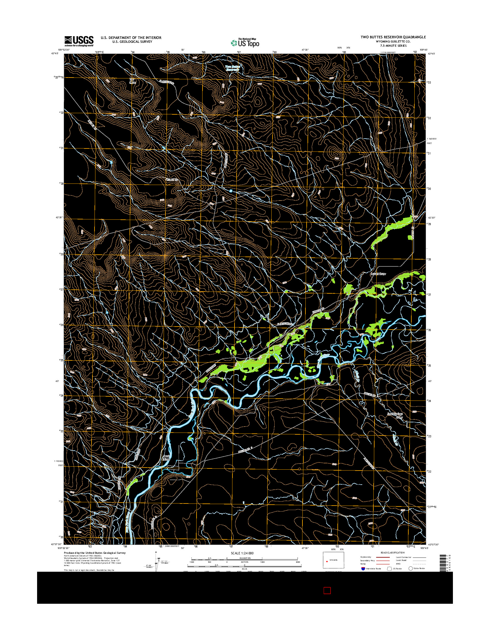 USGS US TOPO 7.5-MINUTE MAP FOR TWO BUTTES RESERVOIR, WY 2015