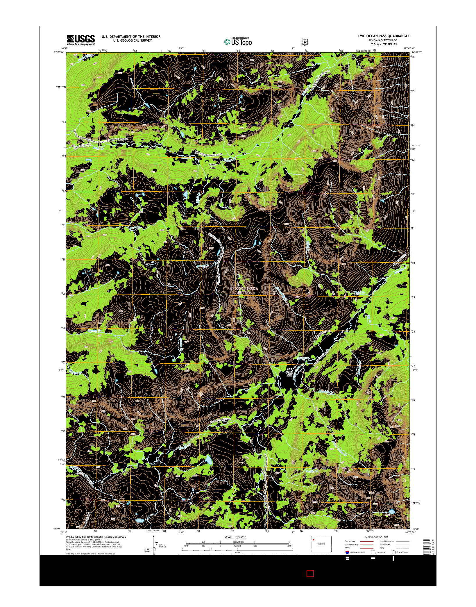 USGS US TOPO 7.5-MINUTE MAP FOR TWO OCEAN PASS, WY 2015
