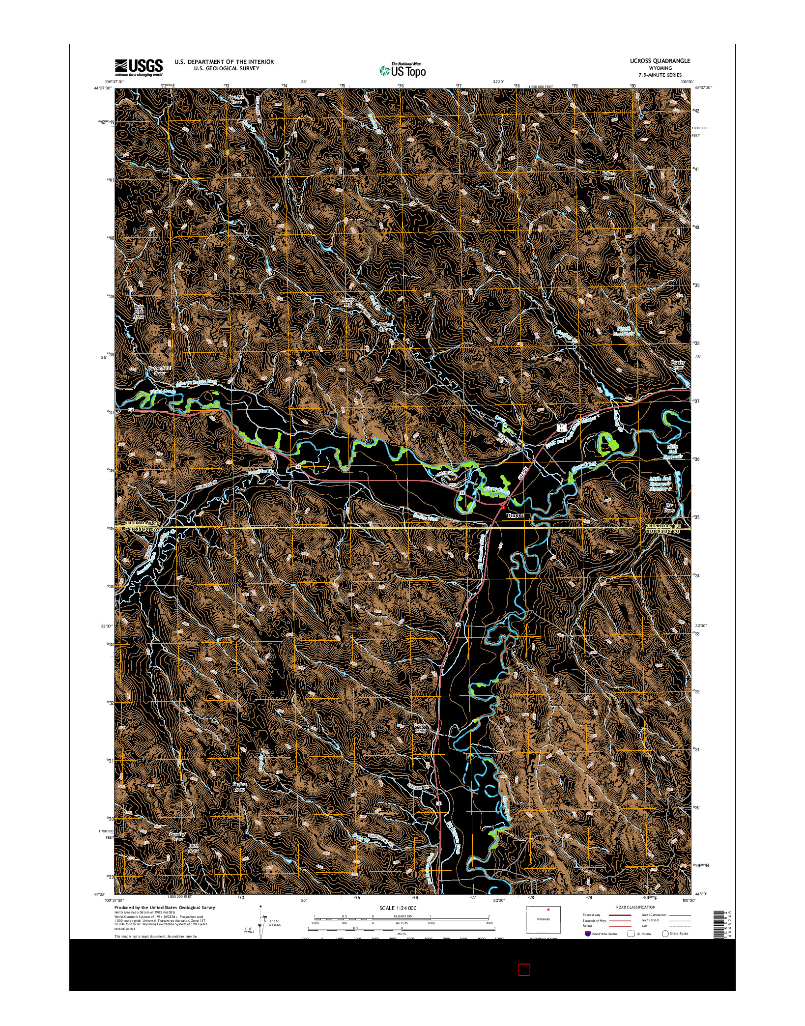 USGS US TOPO 7.5-MINUTE MAP FOR UCROSS, WY 2015