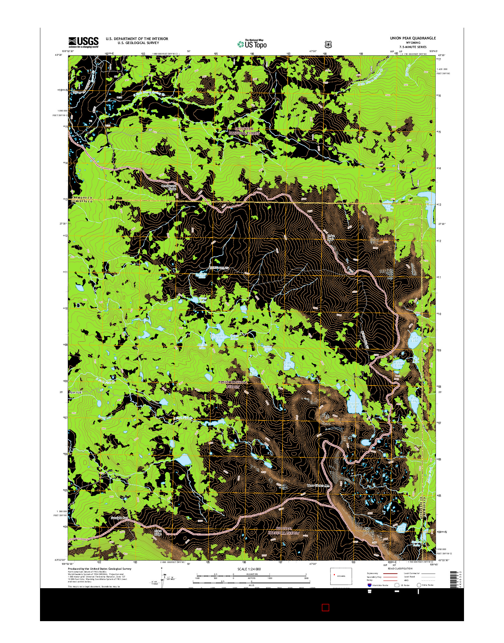 USGS US TOPO 7.5-MINUTE MAP FOR UNION PEAK, WY 2015