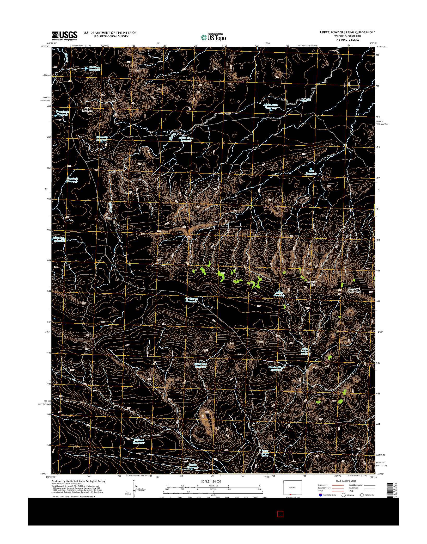 USGS US TOPO 7.5-MINUTE MAP FOR UPPER POWDER SPRING, WY-CO 2015