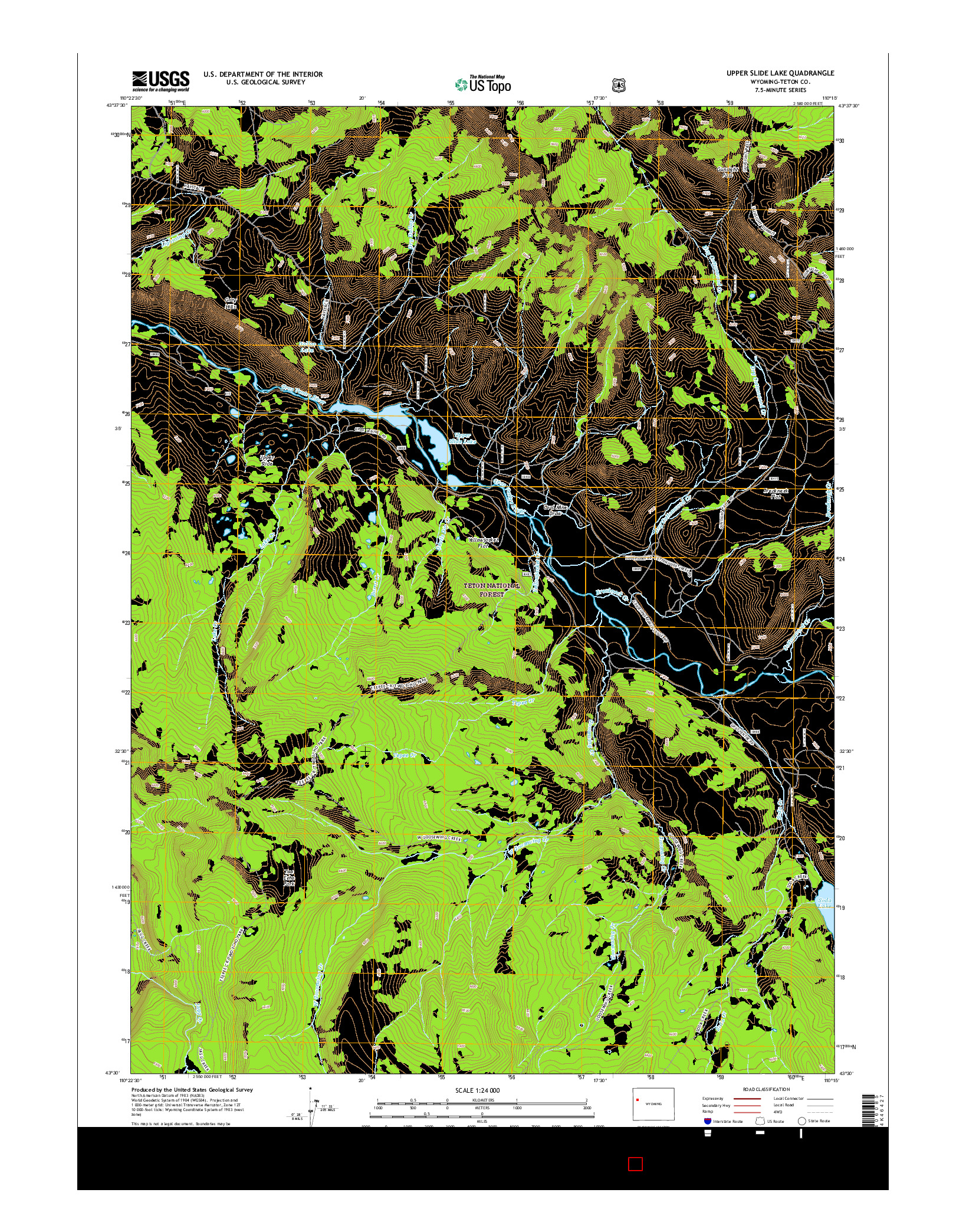 USGS US TOPO 7.5-MINUTE MAP FOR UPPER SLIDE LAKE, WY 2015