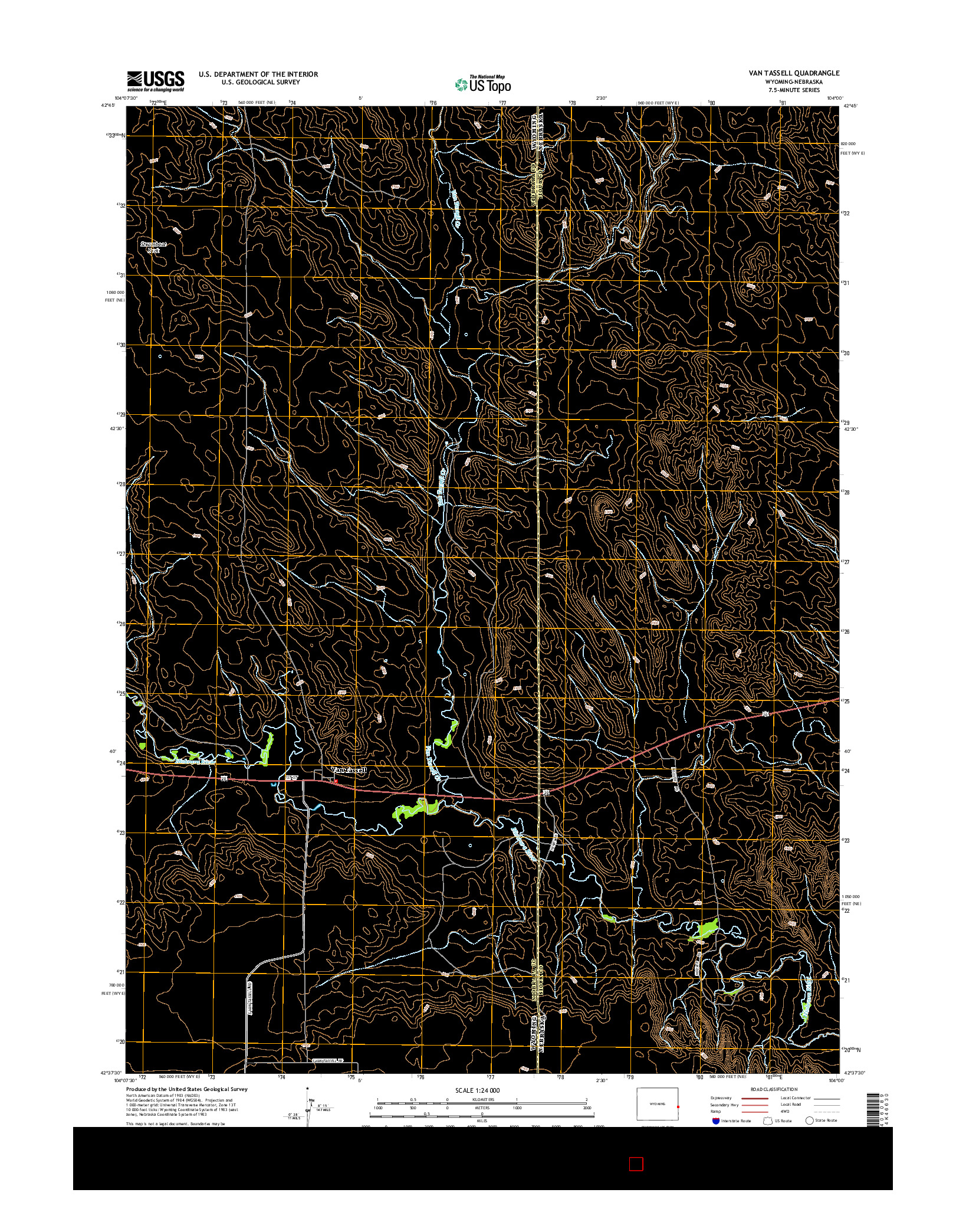USGS US TOPO 7.5-MINUTE MAP FOR VAN TASSELL, WY-NE 2015