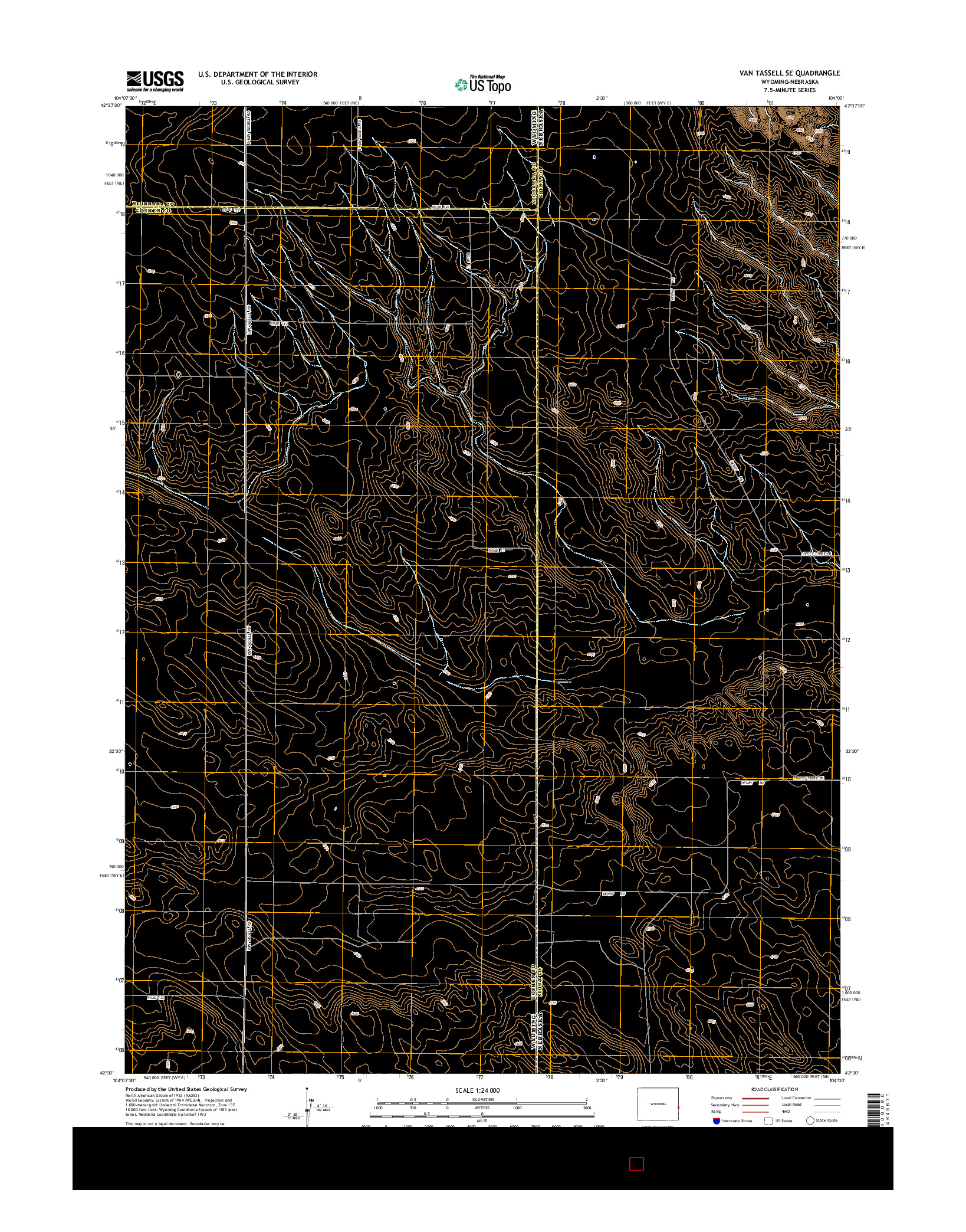 USGS US TOPO 7.5-MINUTE MAP FOR VAN TASSELL SE, WY-NE 2015