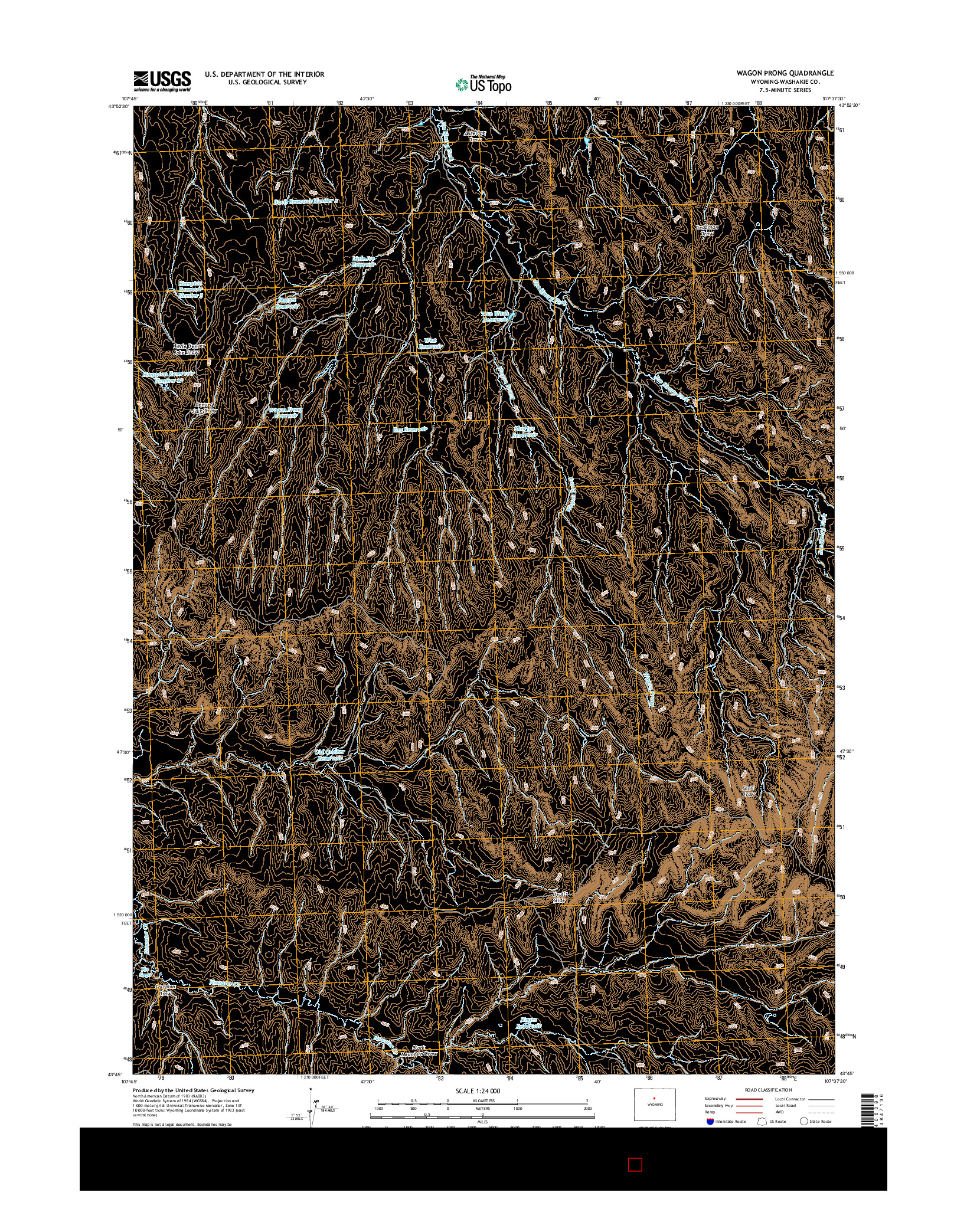 USGS US TOPO 7.5-MINUTE MAP FOR WAGON PRONG, WY 2015