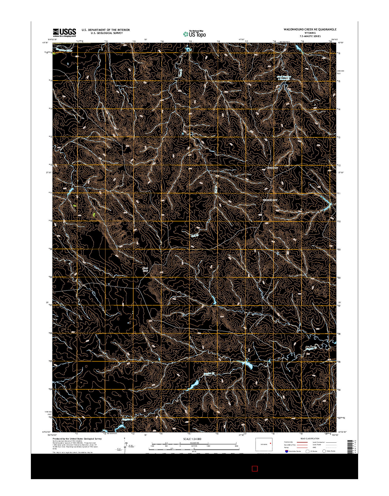 USGS US TOPO 7.5-MINUTE MAP FOR WAGONHOUND CREEK NE, WY 2015