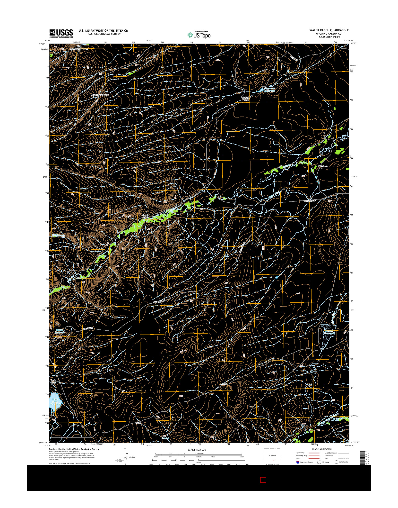 USGS US TOPO 7.5-MINUTE MAP FOR WALCK RANCH, WY 2015