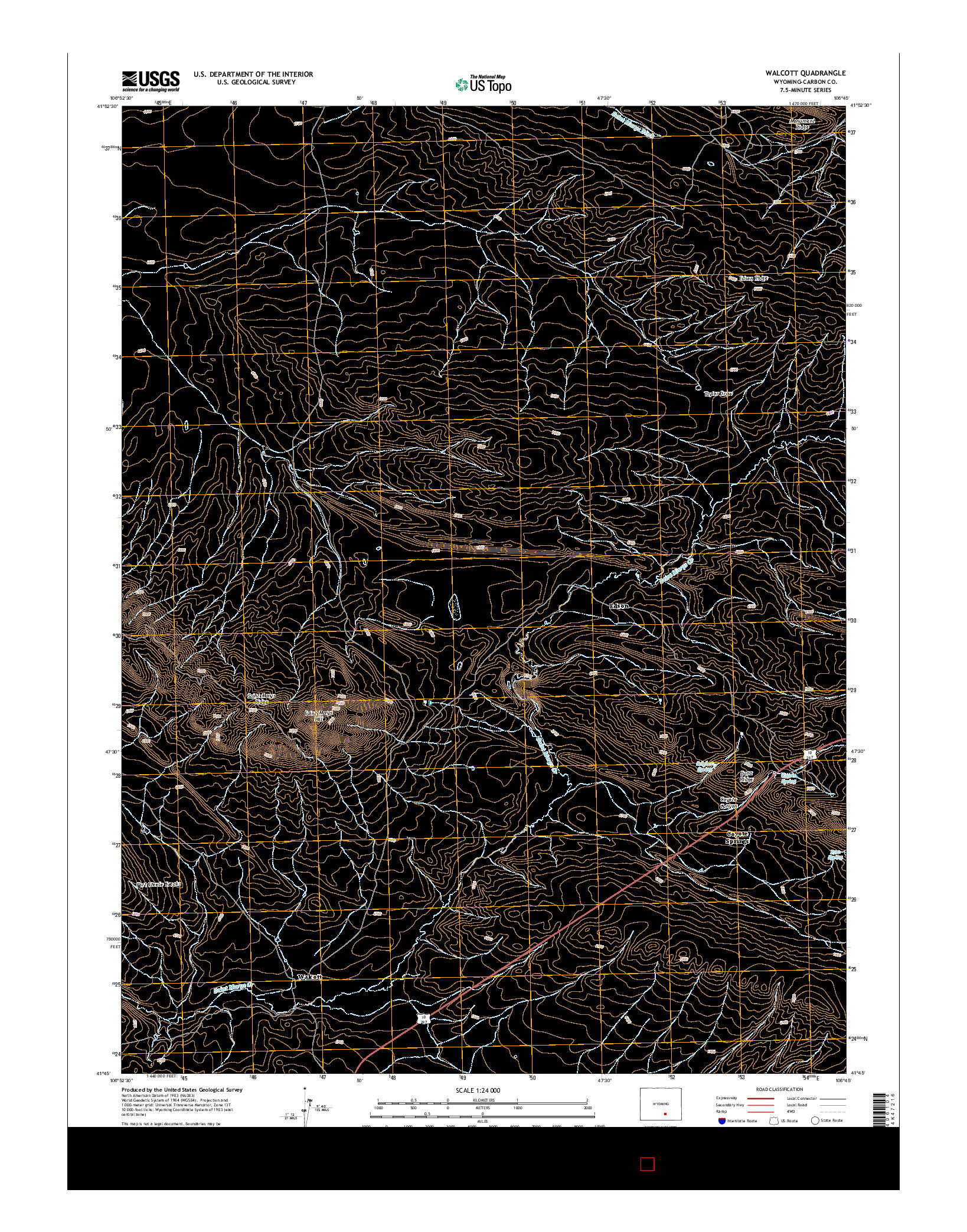 USGS US TOPO 7.5-MINUTE MAP FOR WALCOTT, WY 2015