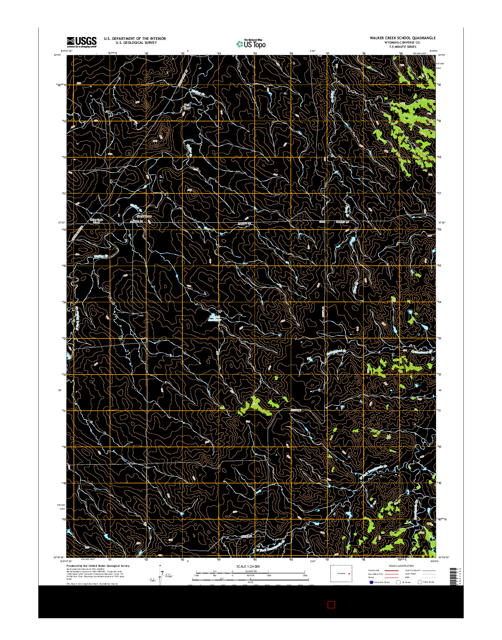 USGS US TOPO 7.5-MINUTE MAP FOR WALKER CREEK SCHOOL, WY 2015