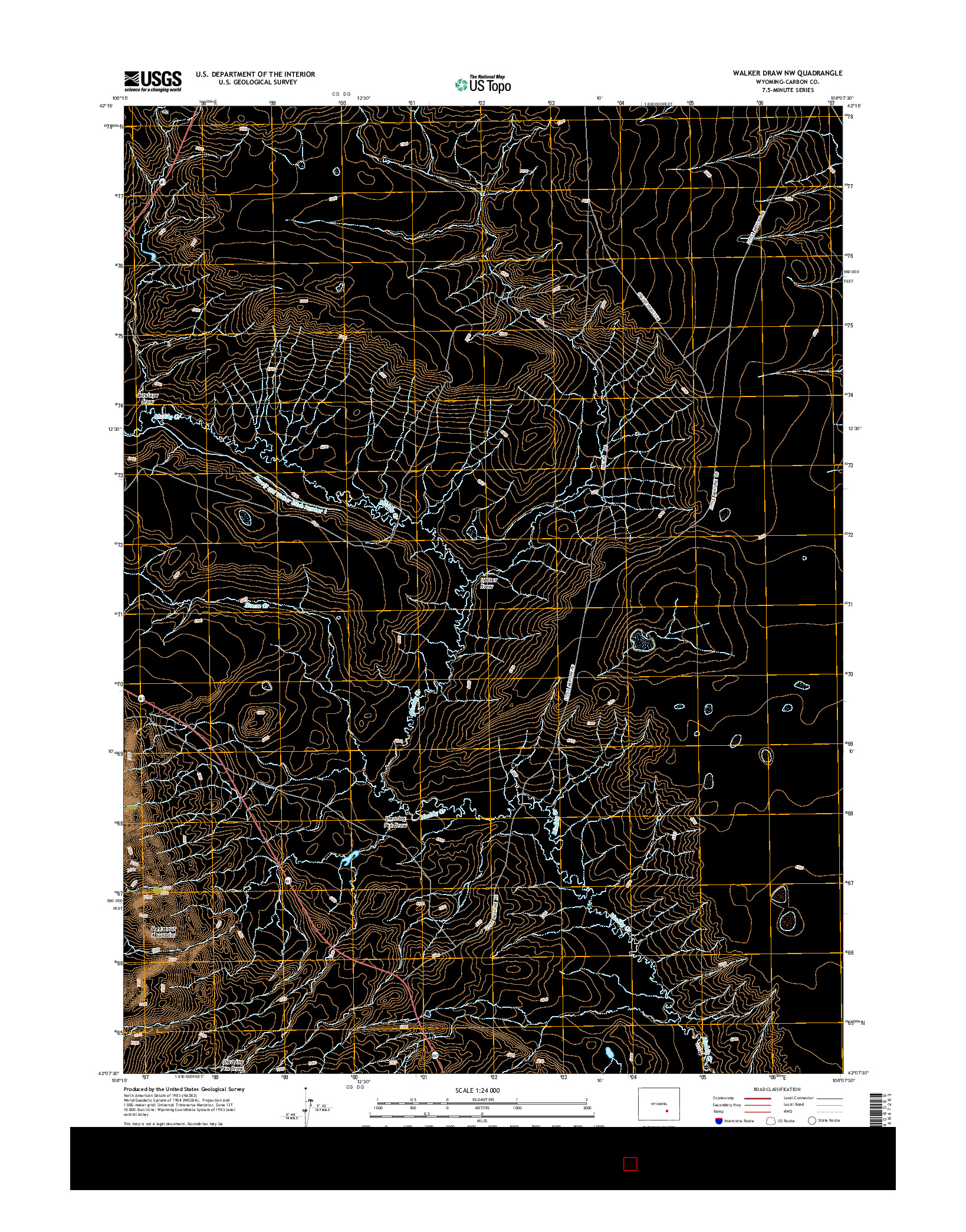 USGS US TOPO 7.5-MINUTE MAP FOR WALKER DRAW NW, WY 2015
