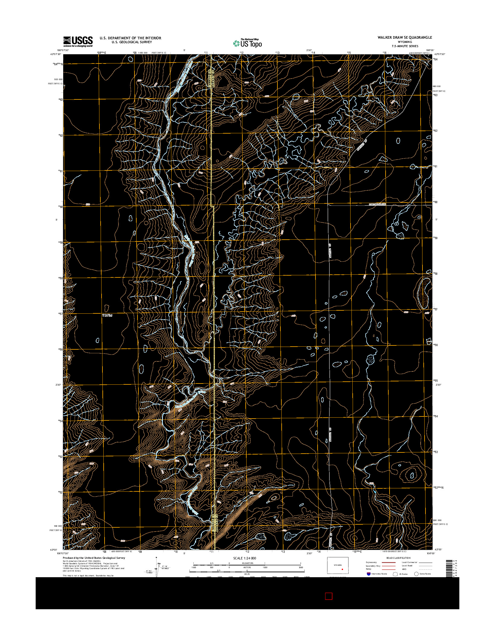 USGS US TOPO 7.5-MINUTE MAP FOR WALKER DRAW SE, WY 2015