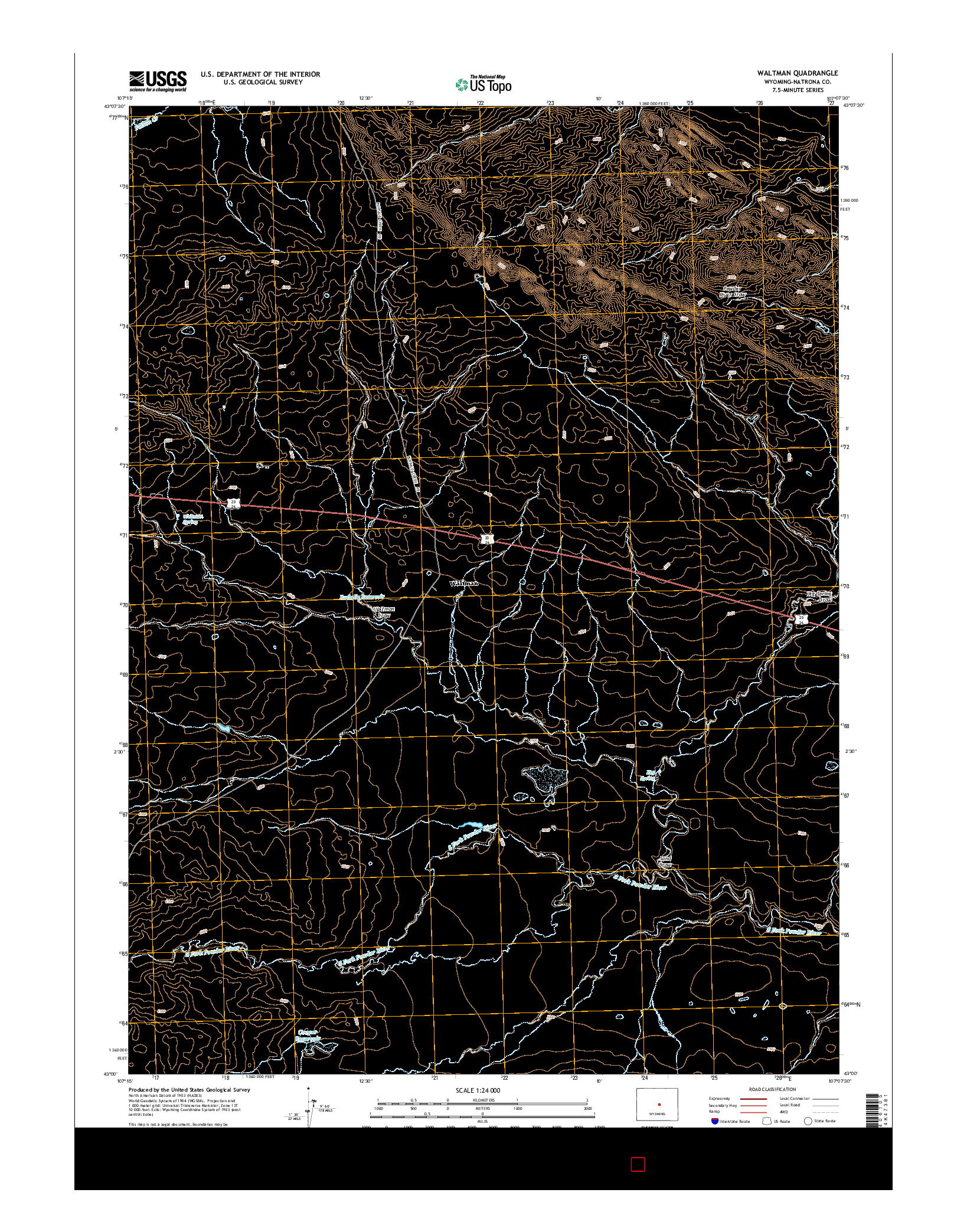 USGS US TOPO 7.5-MINUTE MAP FOR WALTMAN, WY 2015