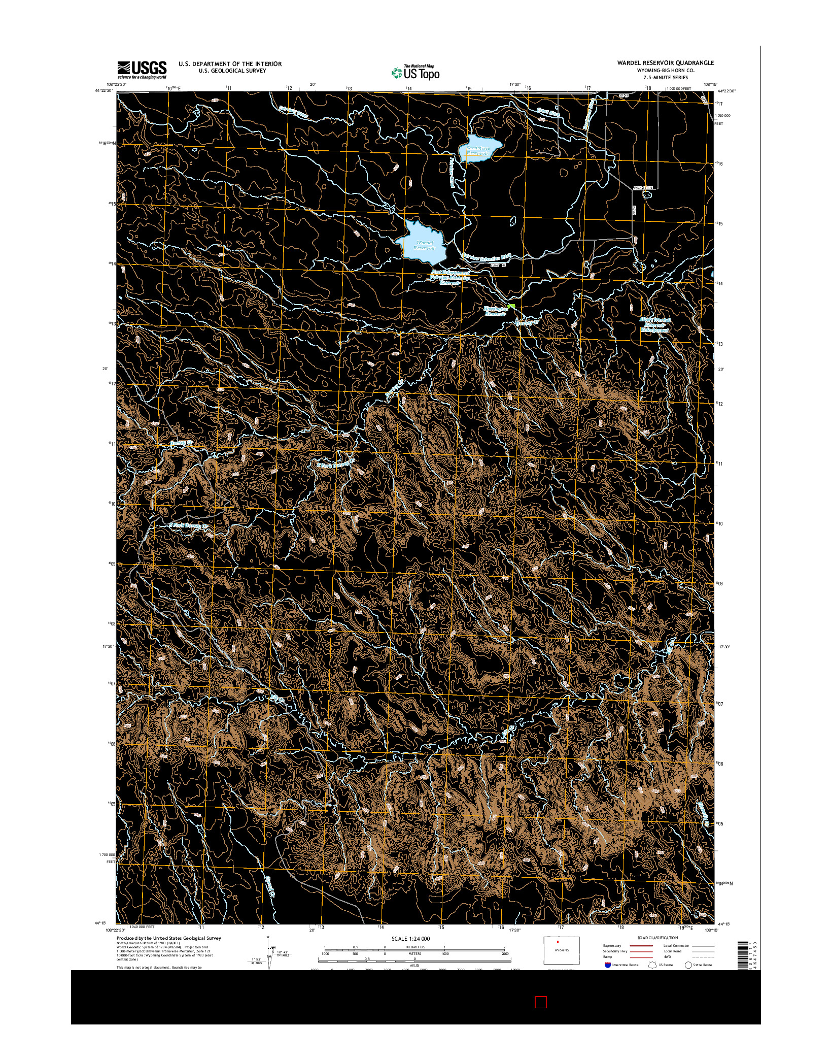 USGS US TOPO 7.5-MINUTE MAP FOR WARDEL RESERVOIR, WY 2015