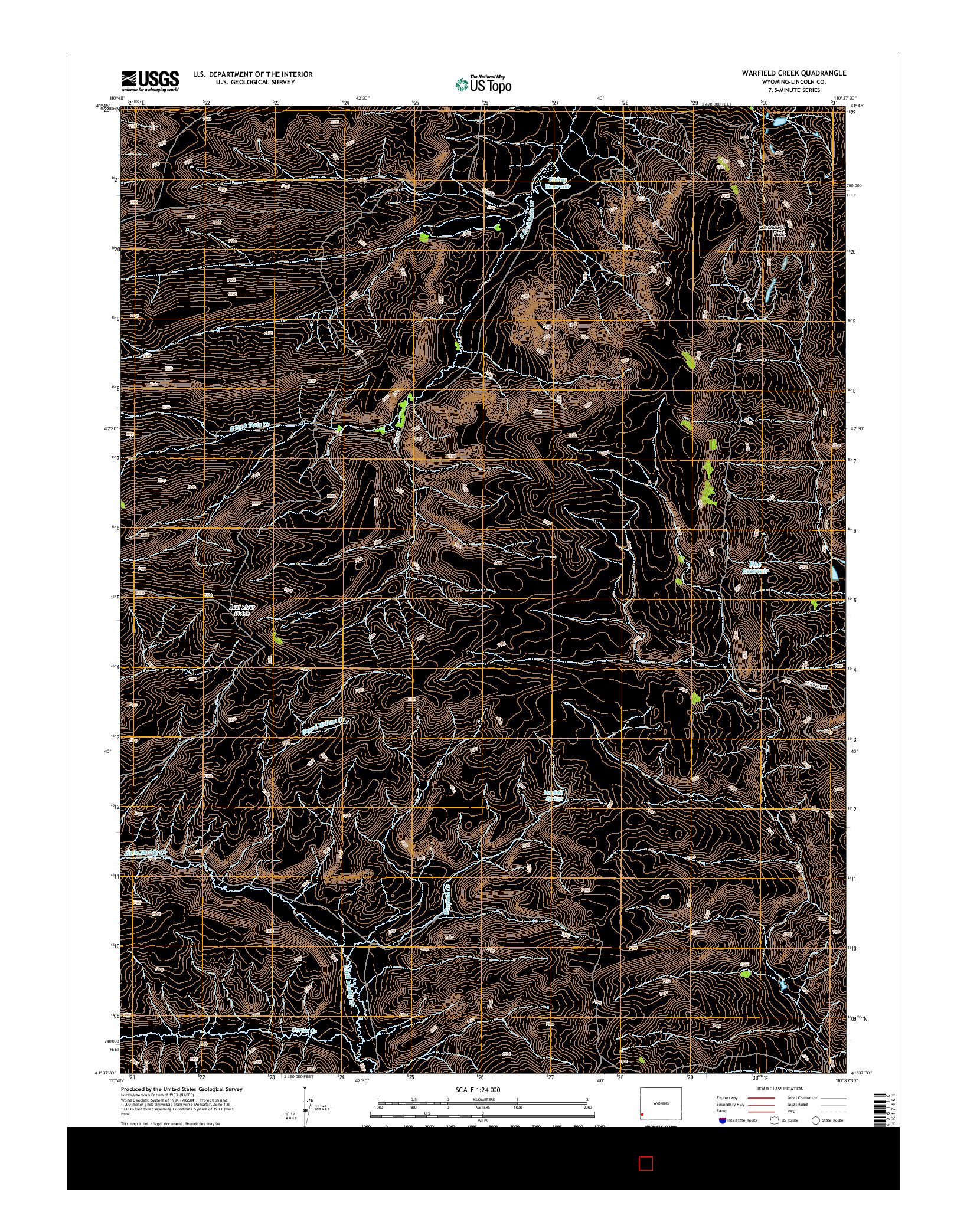 USGS US TOPO 7.5-MINUTE MAP FOR WARFIELD CREEK, WY 2015