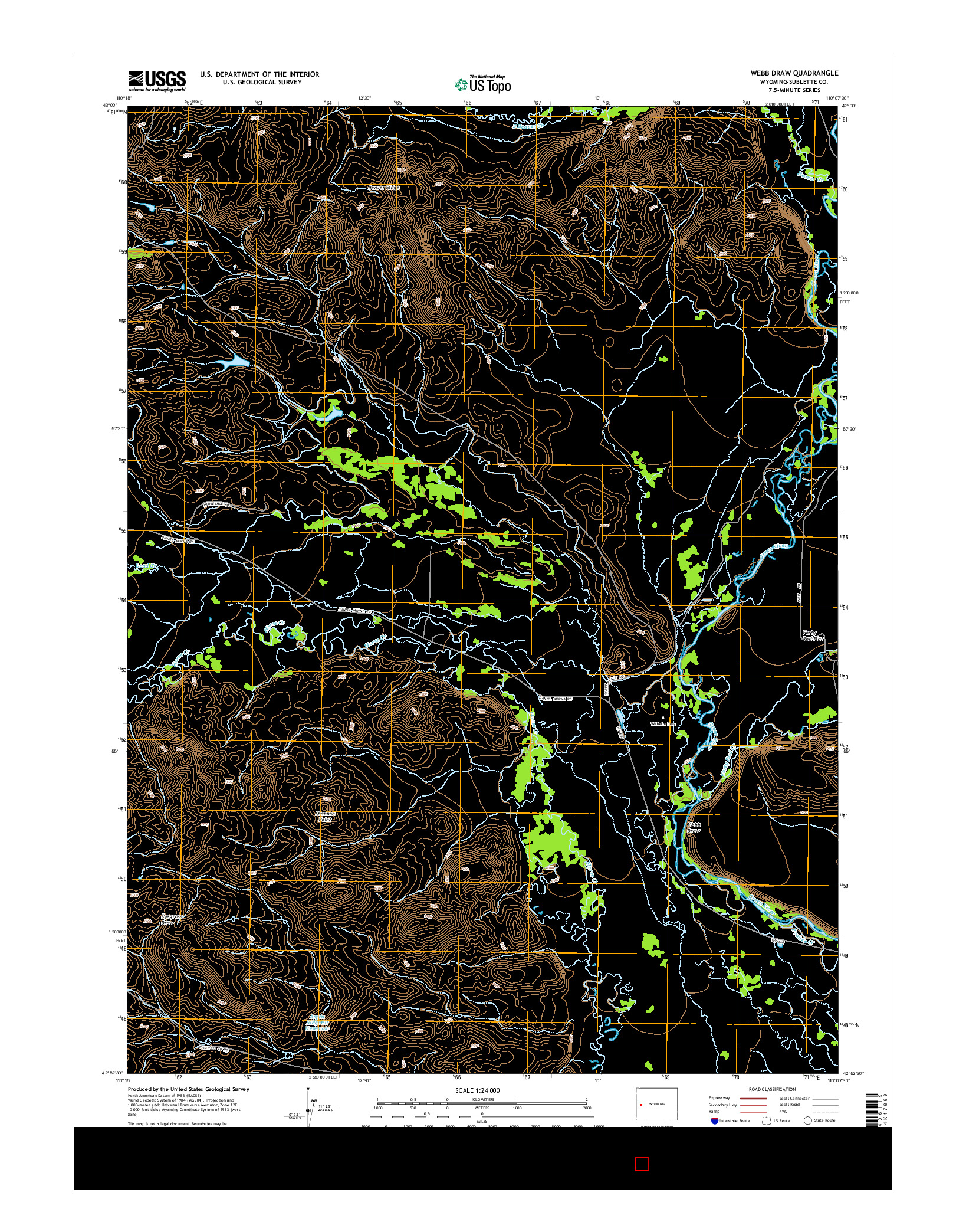 USGS US TOPO 7.5-MINUTE MAP FOR WEBB DRAW, WY 2015