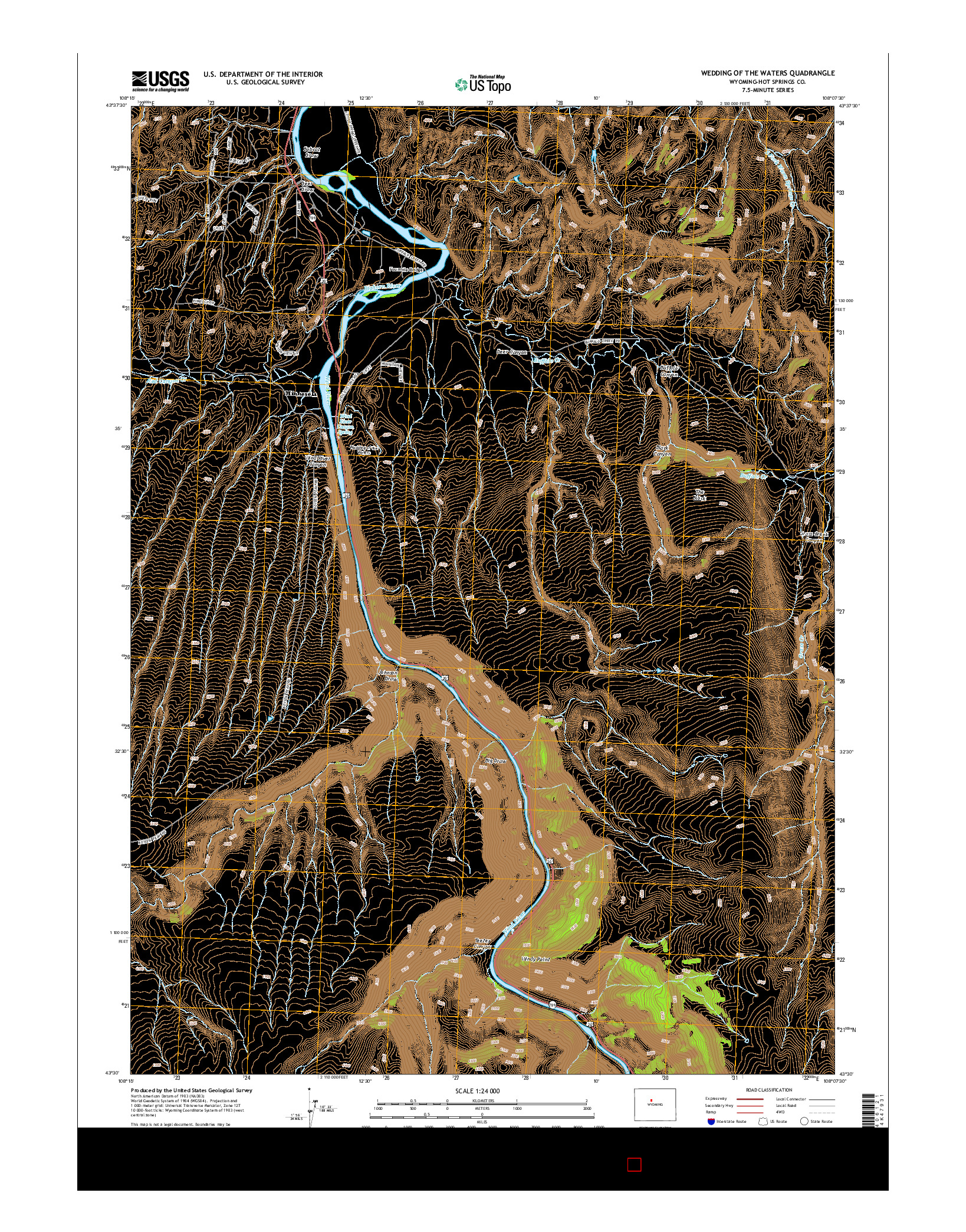 USGS US TOPO 7.5-MINUTE MAP FOR WEDDING OF THE WATERS, WY 2015