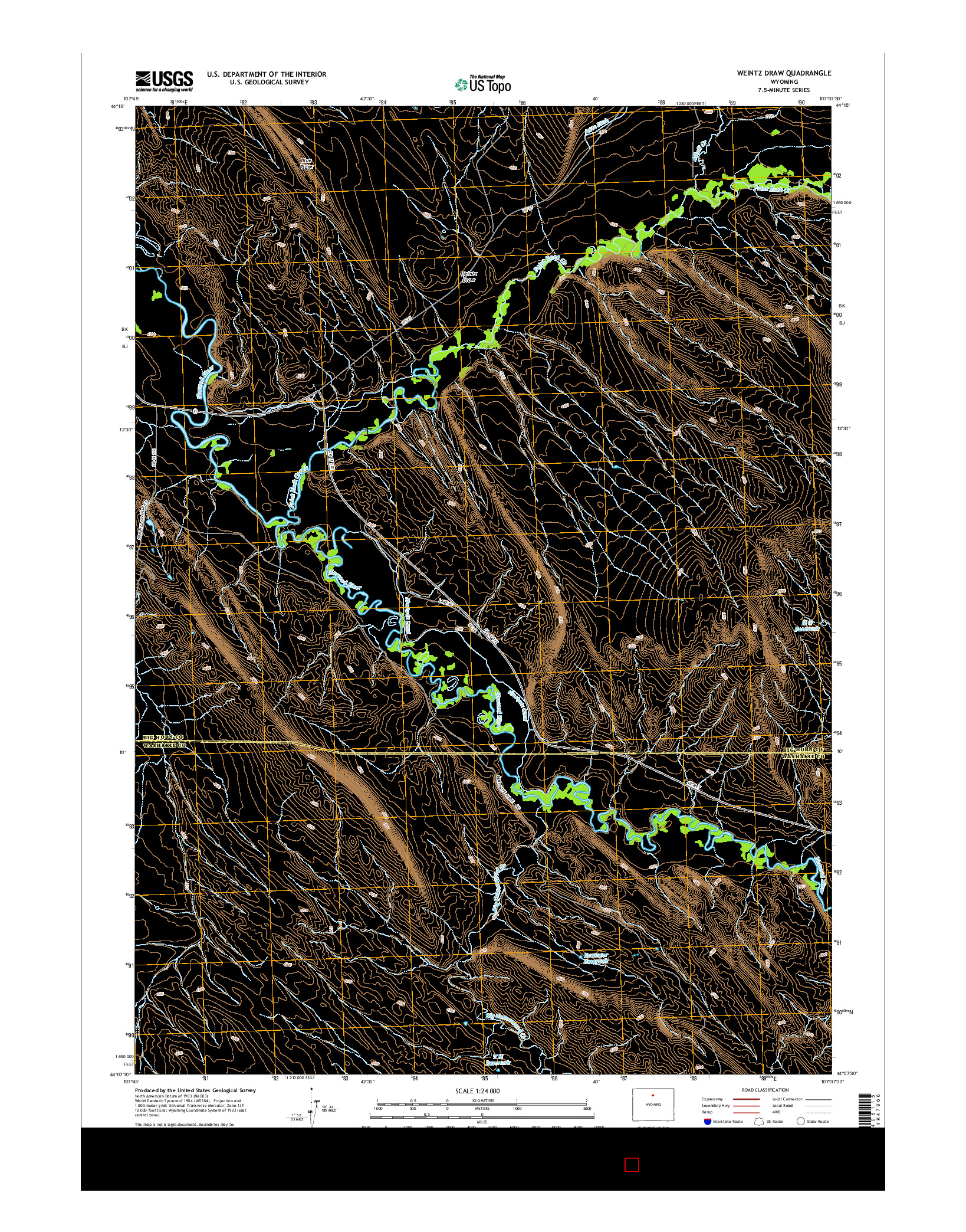 USGS US TOPO 7.5-MINUTE MAP FOR WEINTZ DRAW, WY 2015