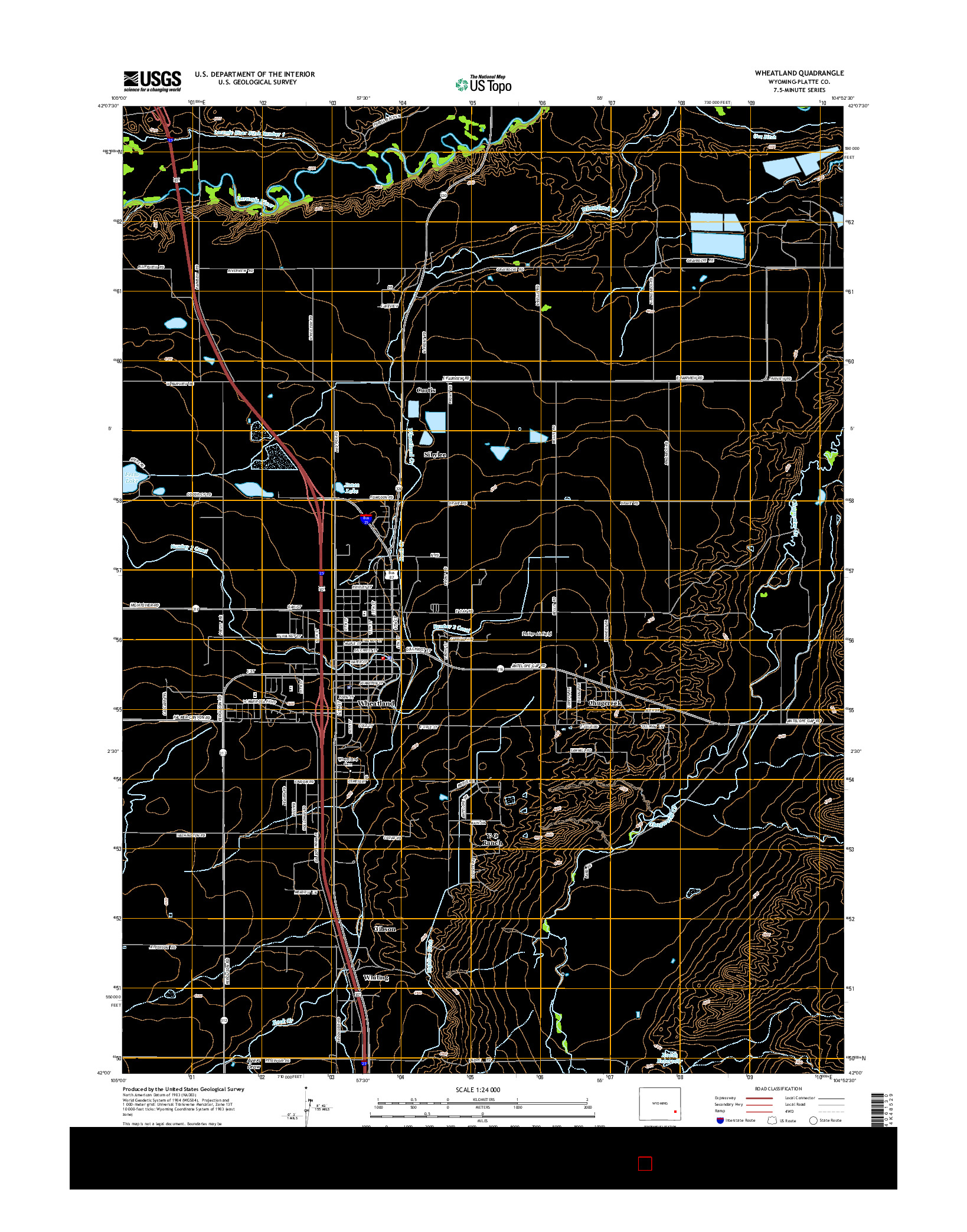 USGS US TOPO 7.5-MINUTE MAP FOR WHEATLAND, WY 2015