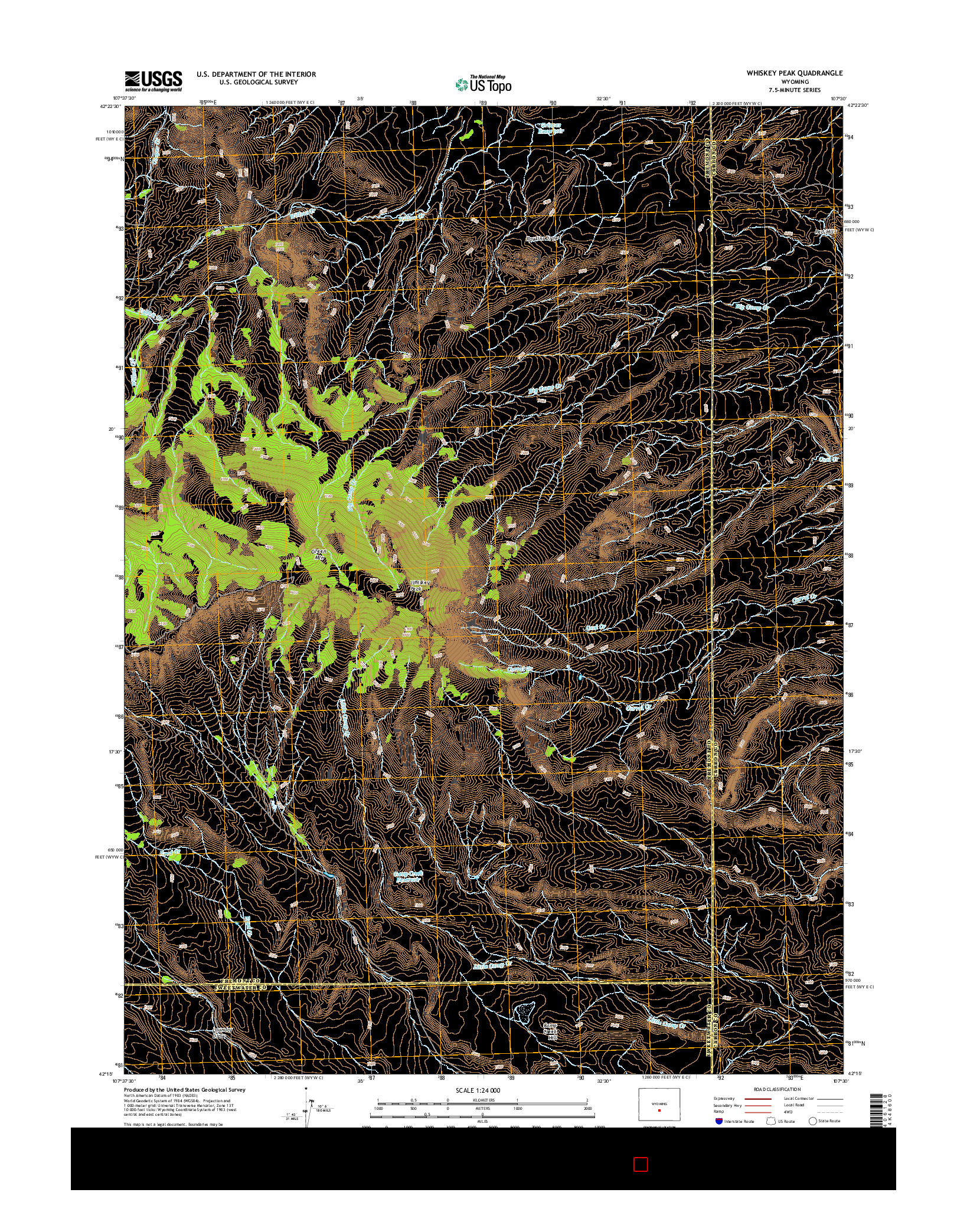 USGS US TOPO 7.5-MINUTE MAP FOR WHISKEY PEAK, WY 2015